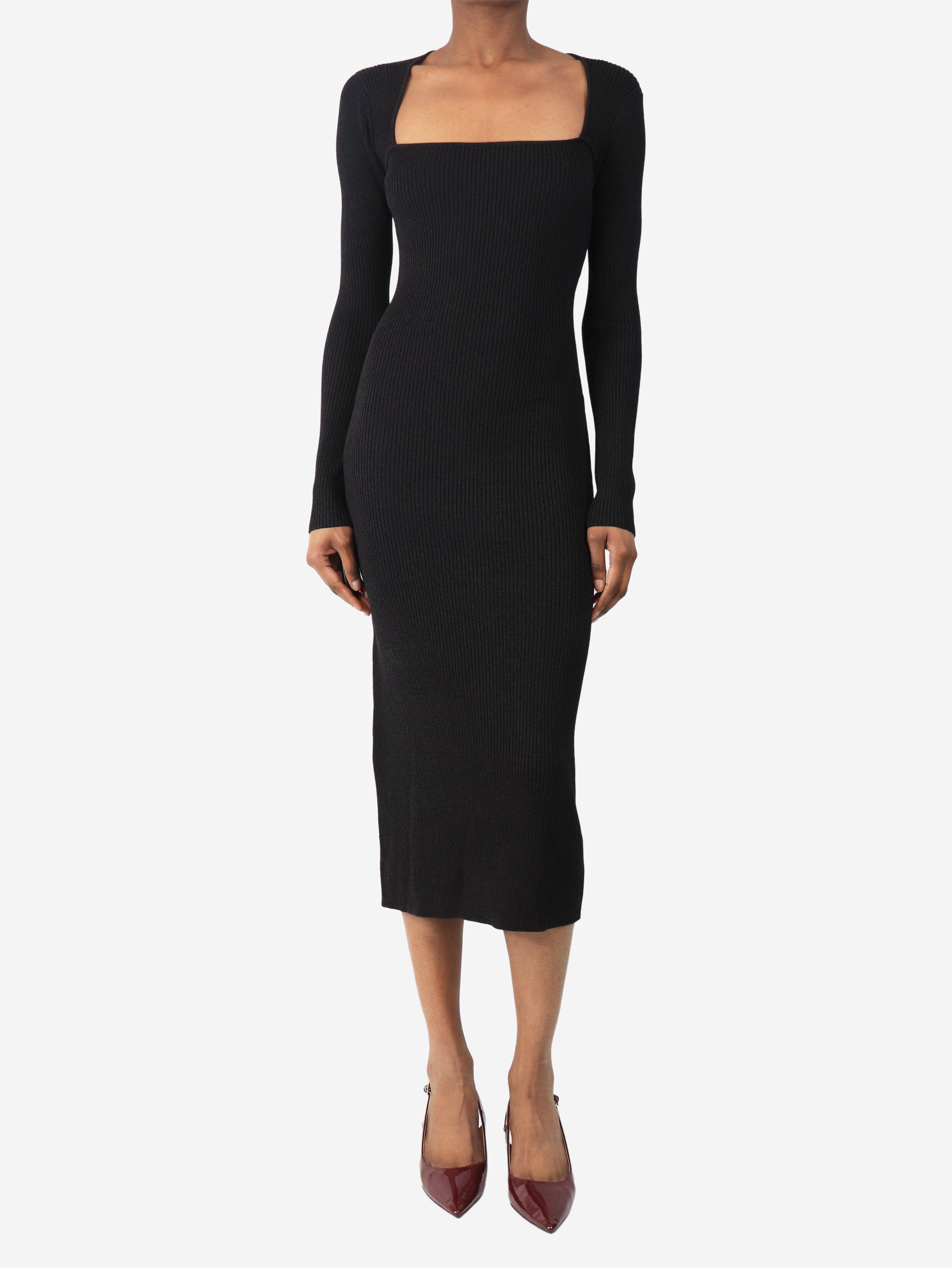 Ganni Black rib-knit midi dress - S Size S / US 4 / IT 40 - 1 Thumbnail