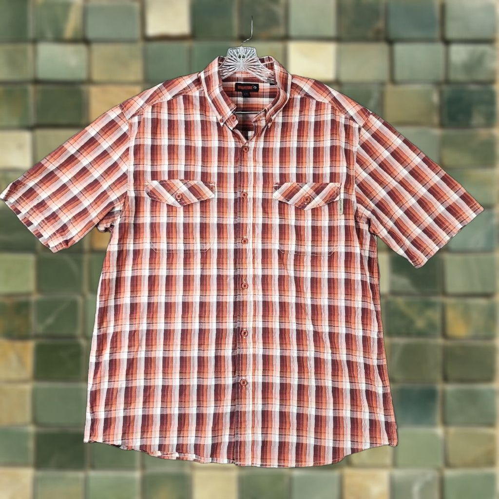 Vintage VINTAGE Wolverine Shirt Plaid Short Sleeve Button-Up - Mens L Red Orange, Wolverine Character Size US 33 - 1 Thumbnail