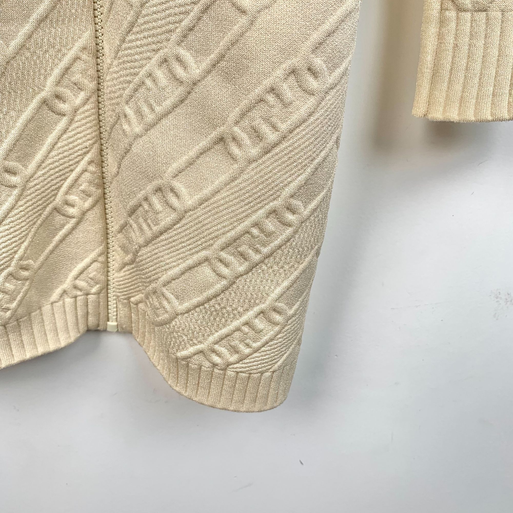 Fendi H11719 Fendi Beige Ribbed Knit Longline Cardigan Size S / US 4 / IT 40 - 5 Thumbnail