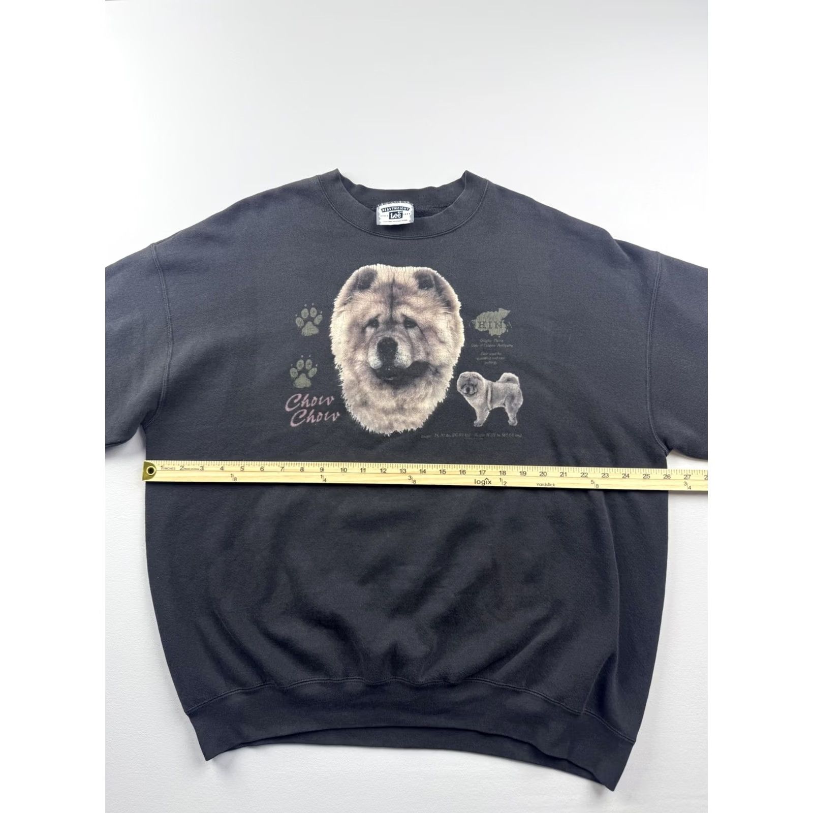Lee VINTAGE Lee Sweatshirt Mens Black Heavyweight Fleece Graphic Print Chow Chow Dog Pullover Crew Neck Winter 2XL Mens Size US XXL / EU 58 / 5 - 5 Thumbnail