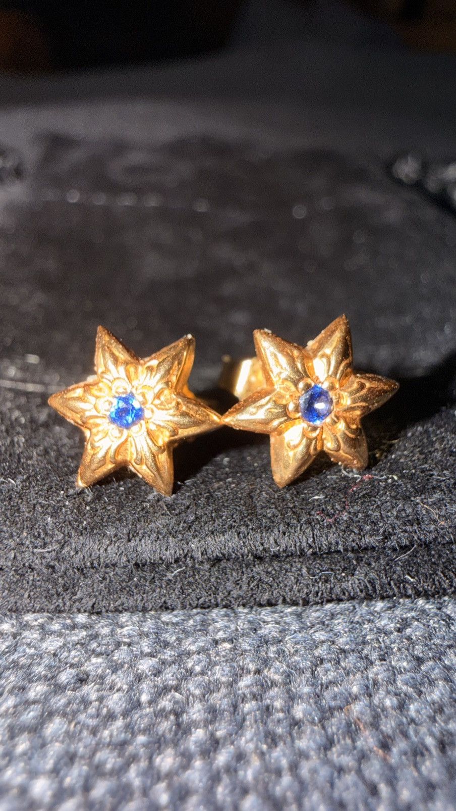 Chrome Hearts Chrome Hearts 22k Gold + Blue Sapphire Star Stud Earrings Size ONE SIZE - 4 Thumbnail