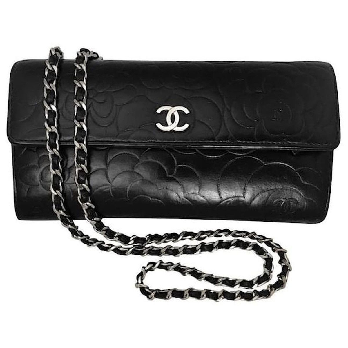 Chanel Authentic Chanel camellia wallet in black lambskin leather Size ONE SIZE - 8 Thumbnail