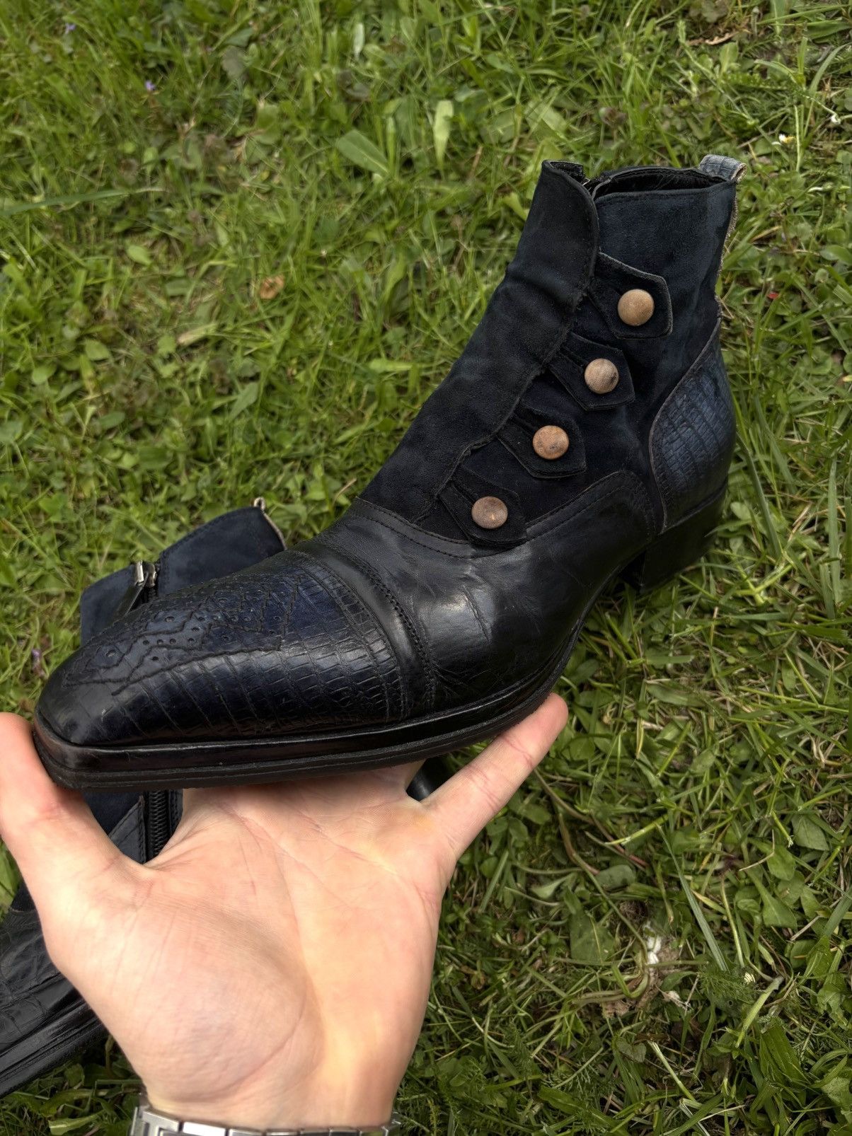 Jo Ghost Jo Ghost Handmade Leather Navy Blue Made in Italy | Size 40 Size US 7.5 / EU 40-41 - 1 Thumbnail
