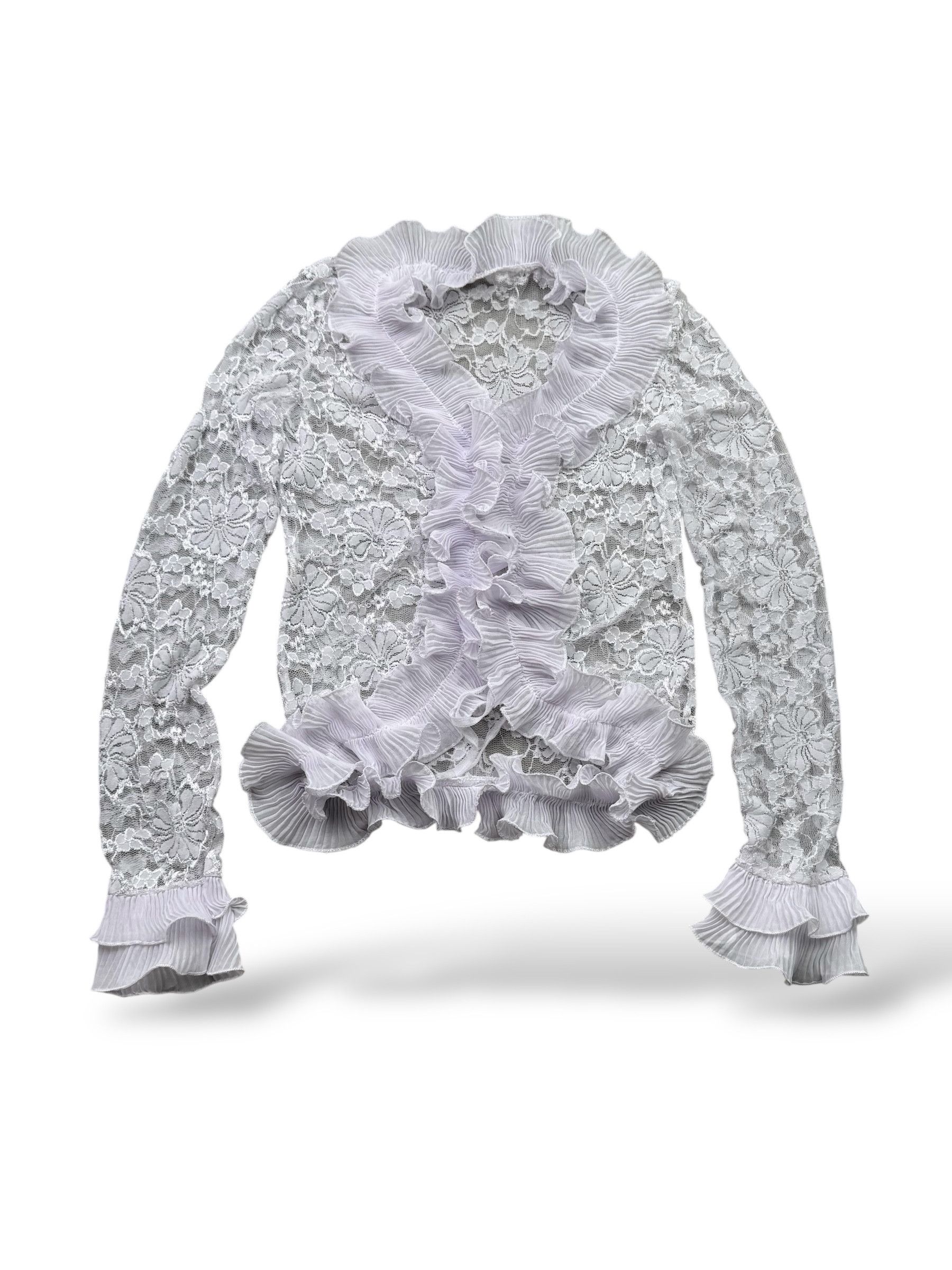 Vintage Vintage Mesh Lace Cropped Blouse W392(V9) Size S / US 4 / IT 40 - 1 Thumbnail
