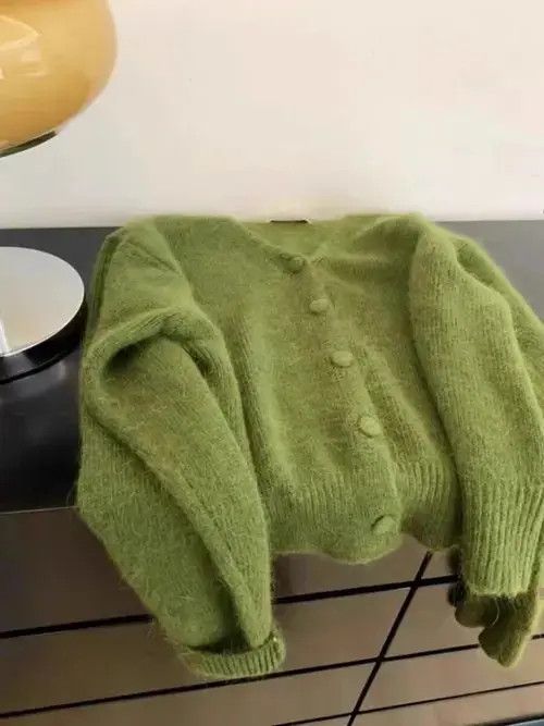 Japanese Brand Retro green loose cardigan knitted sweater Size M / US 6-8 / IT 42-44 - 7 Thumbnail