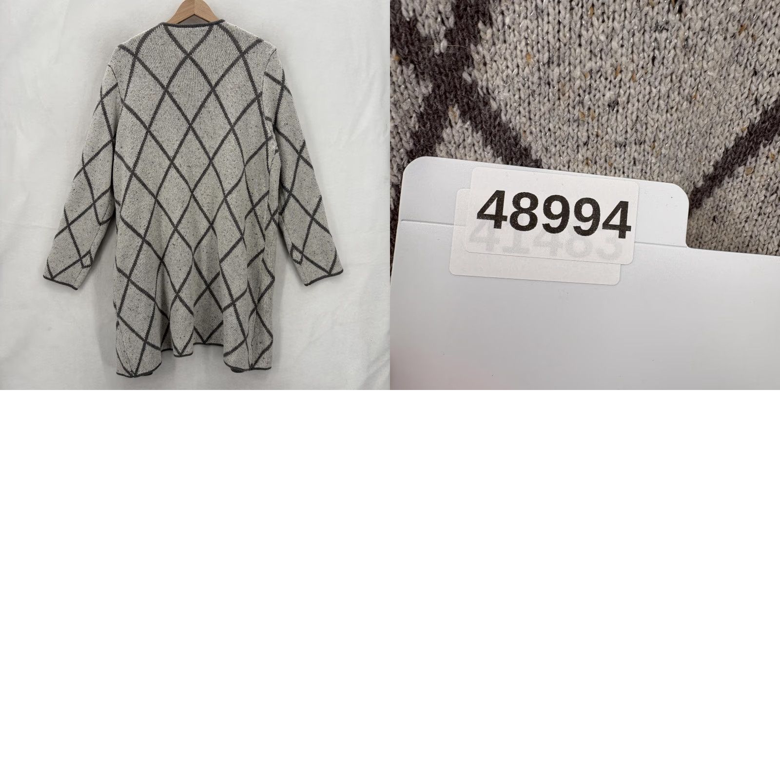Apt. 9 APT.9 Cardigan Womens XL Gray Argyle Open Front Pockets Knit Relaxed NWT Sweater Size XL / US 12-14 / IT 48-50 - 9 Thumbnail