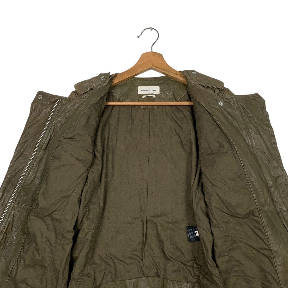 Isabel Marant Etoile Isabel Marant Etoile Olive Green Leather Jacket Size S / US 4 / IT 40 - 12 Thumbnail
