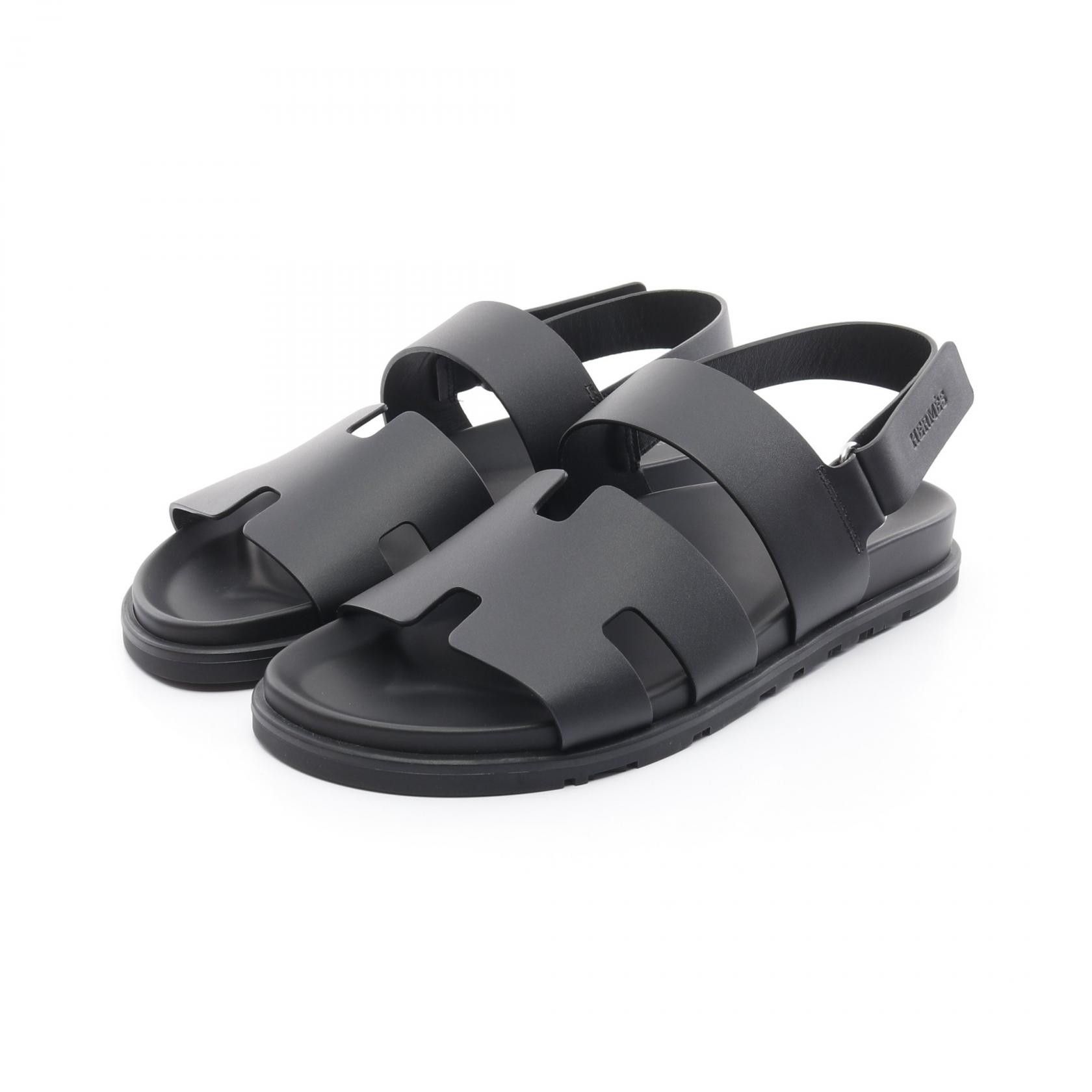 Hermes Hermes Genius Leather Sandals Leather Shoes in Black, Men's