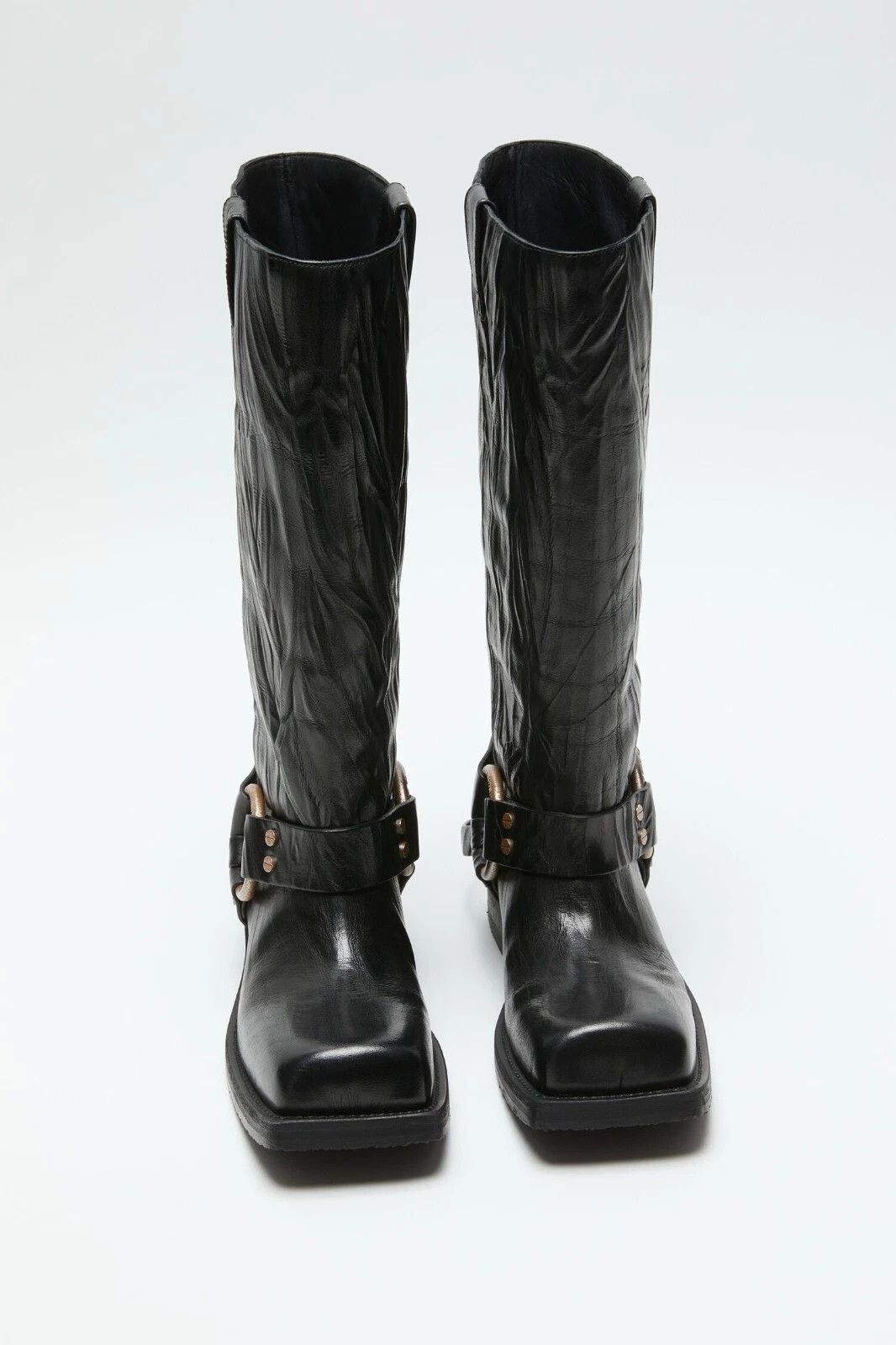 Acne Studios ACNE STUDIOS Balius Anthracite Buckle Leather Boots New Size US 6 / IT 36 - 2 Thumbnail