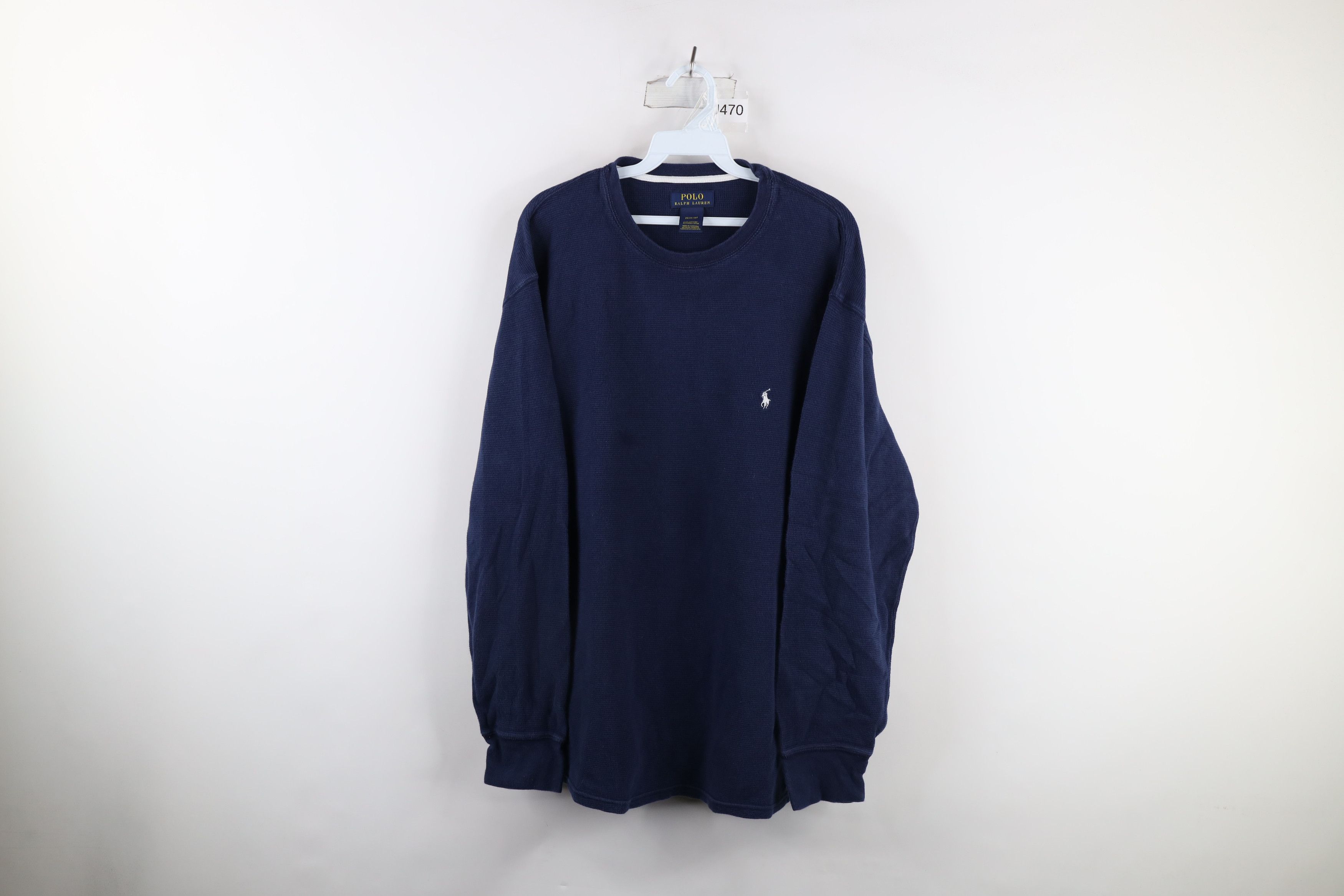 Lauren Waffle Knit Thermal Polo Thermal Long Sleeve Shirt Vintage