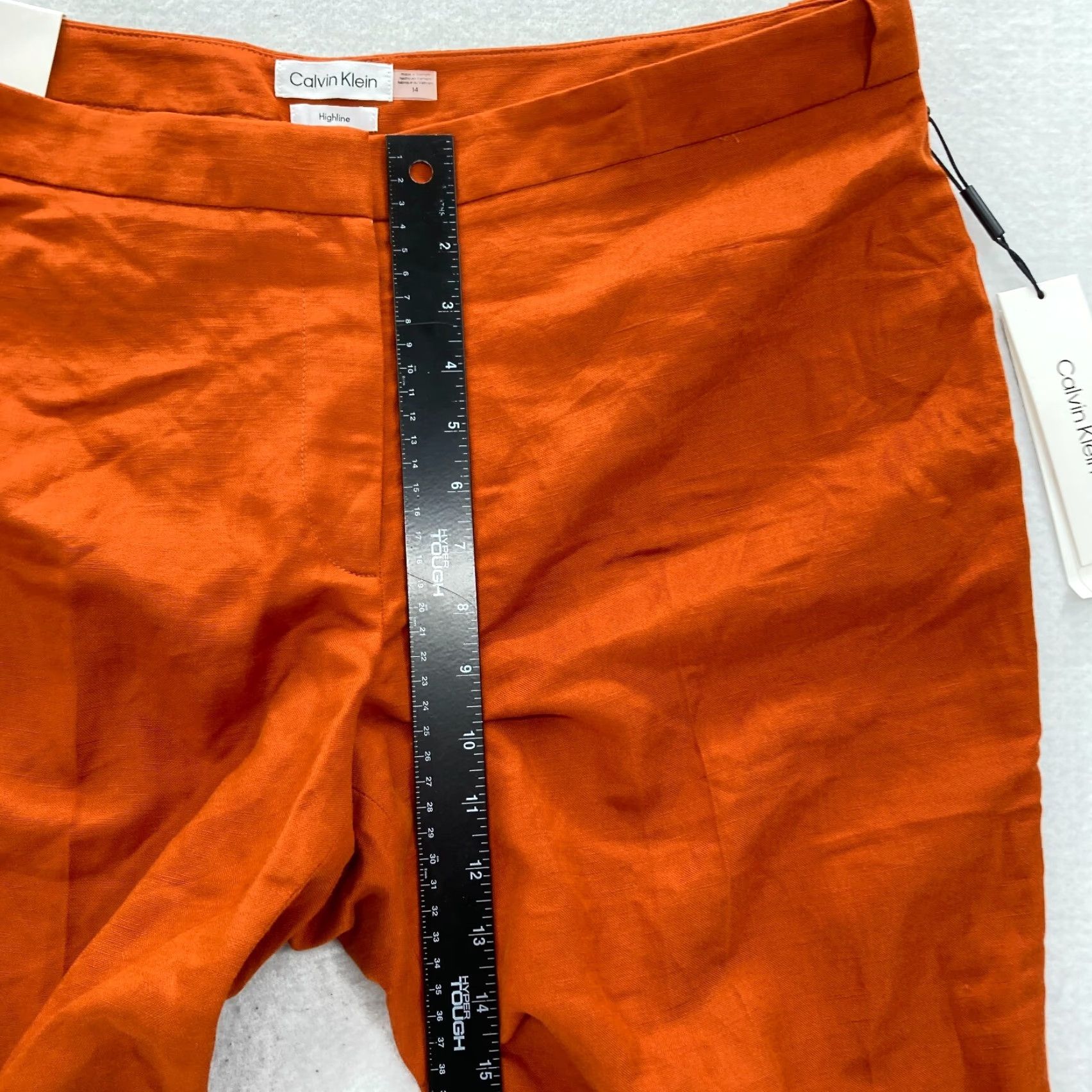 Calvin Klein Calvin Klein Highline Dress Pant Women's 14 Orange Linen Blend Tapered Leg Ankle Dress Pants Size 36" / US 14 / IT 50 - 7 Thumbnail