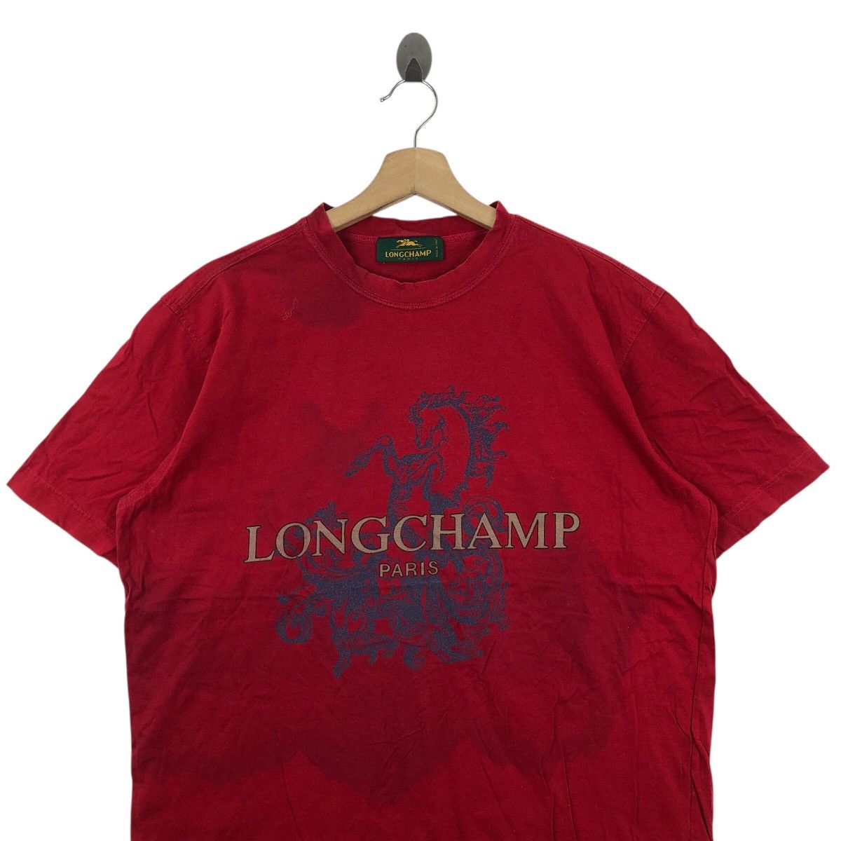 Longchamp LONGCHAMP Paris Distressed T Shirt Big Logo Italy Size US L / EU 52-54 / 3 - 2 Thumbnail