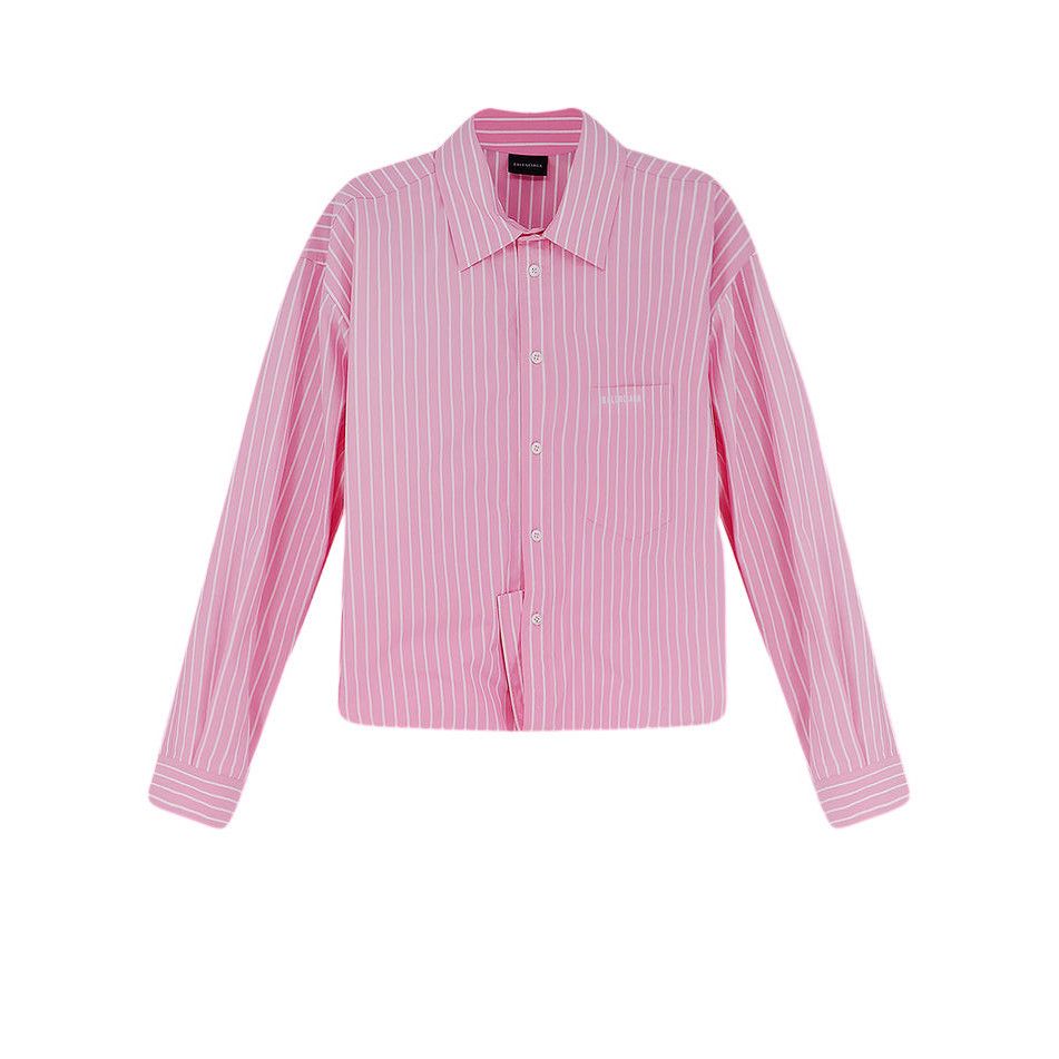 BALENCIAGA Pink Striped Cotton Shirt New & Authentic (Women'