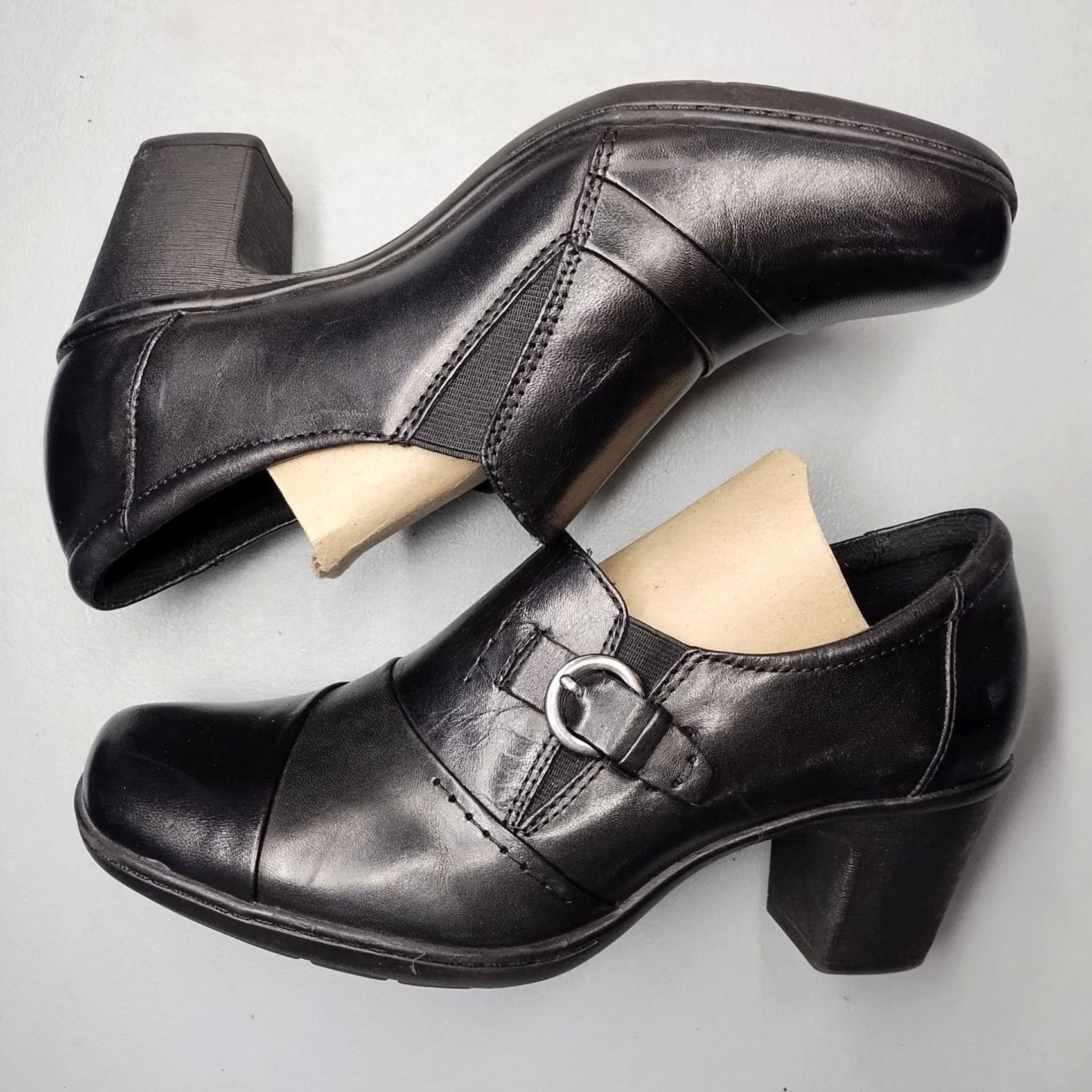 Vintage Earth Origins McLean Bootie Womens Size 7 Black Upper Leather Block Heel Slip On Boots Size US 7 / IT 37 - 5 Thumbnail