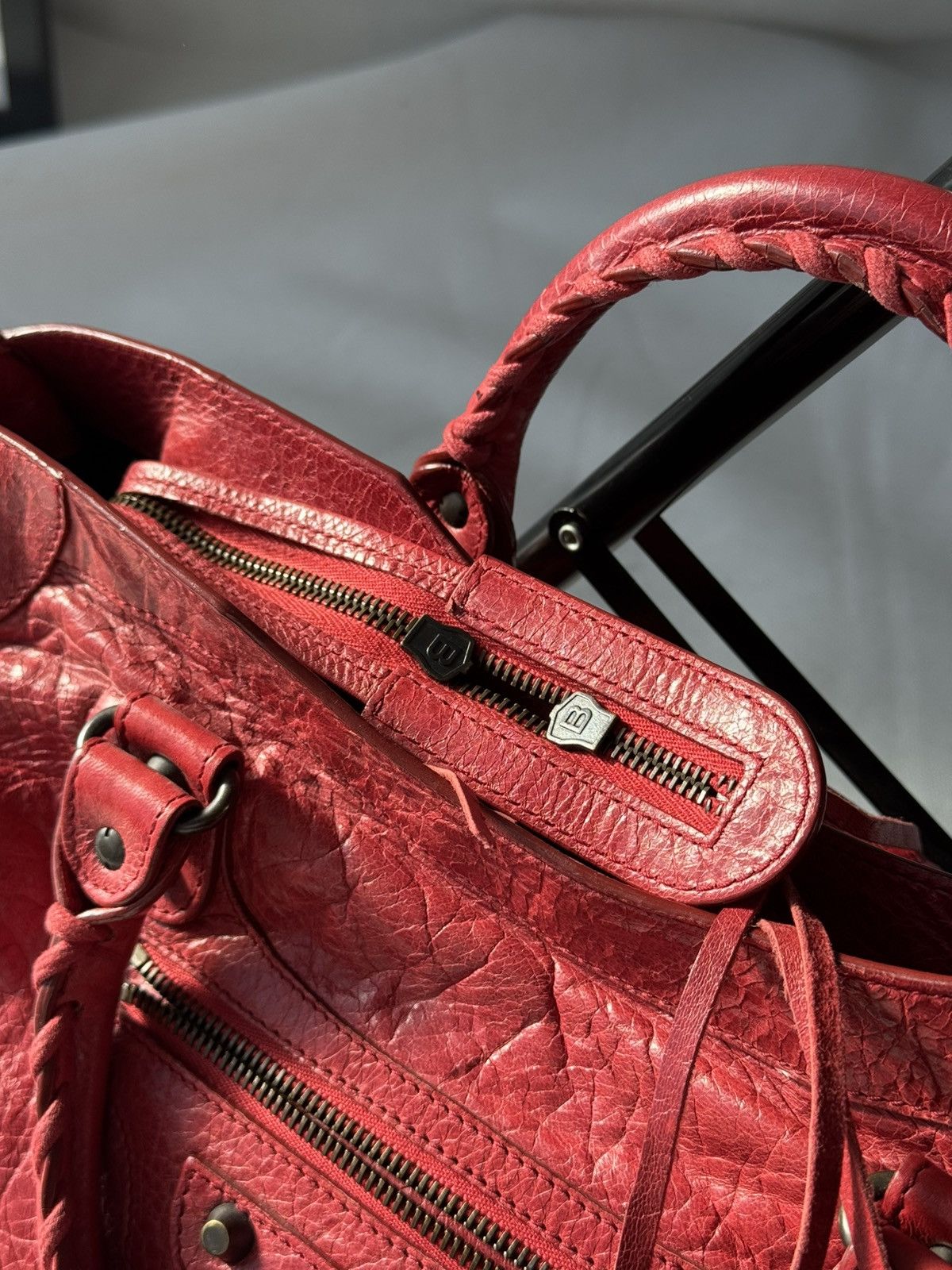 Balenciaga Authentic Balenciaga Red City Bag Real Leather Handbag Size ONE SIZE - 6 Thumbnail