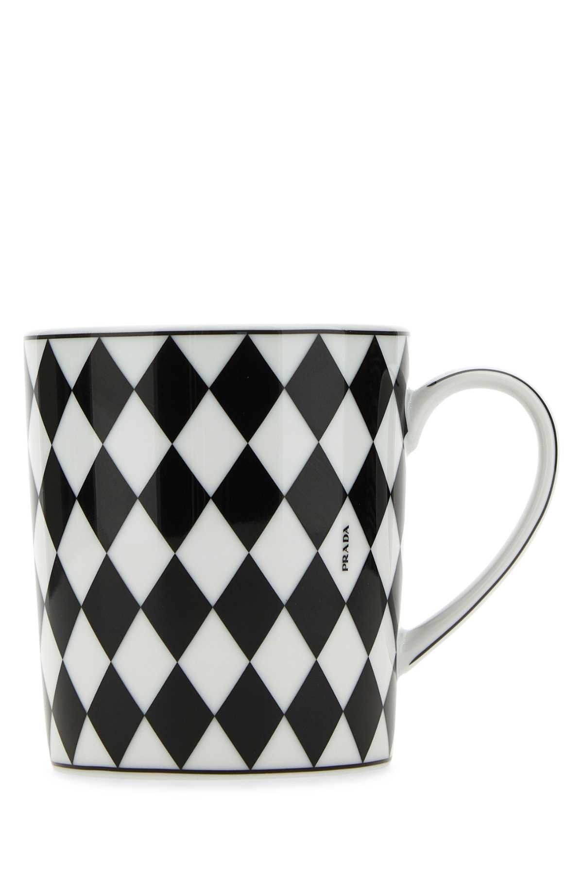 image of Prada Embellished Porcelain Mug in Printed, Men's