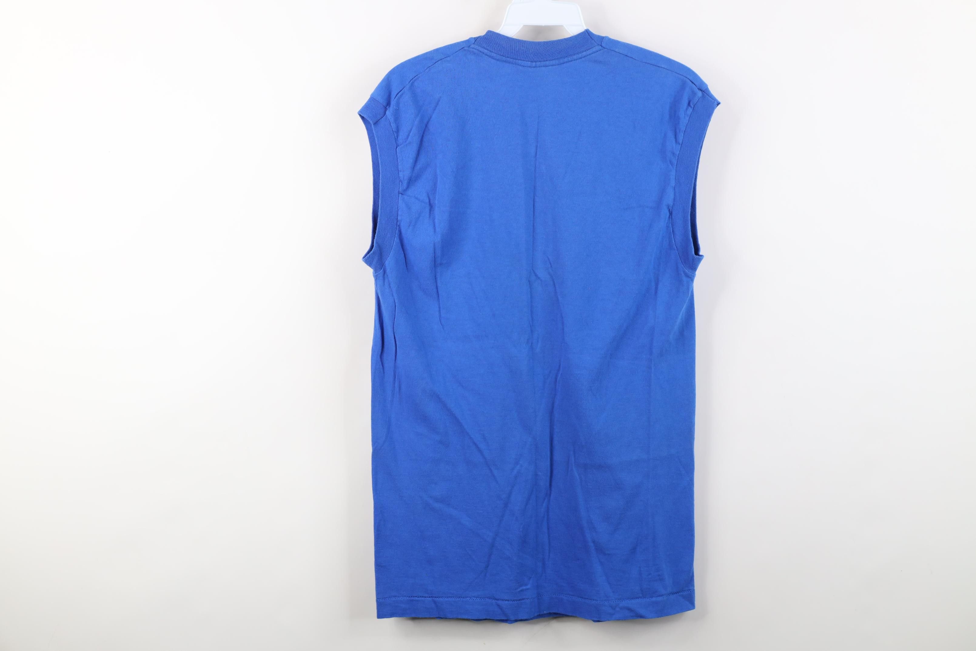 Vintage Vintage 90s Streetwear Cotton Muscle T-Shirt Pocket Blue USA Size US M / EU 48-50 / 2 - 11 Thumbnail