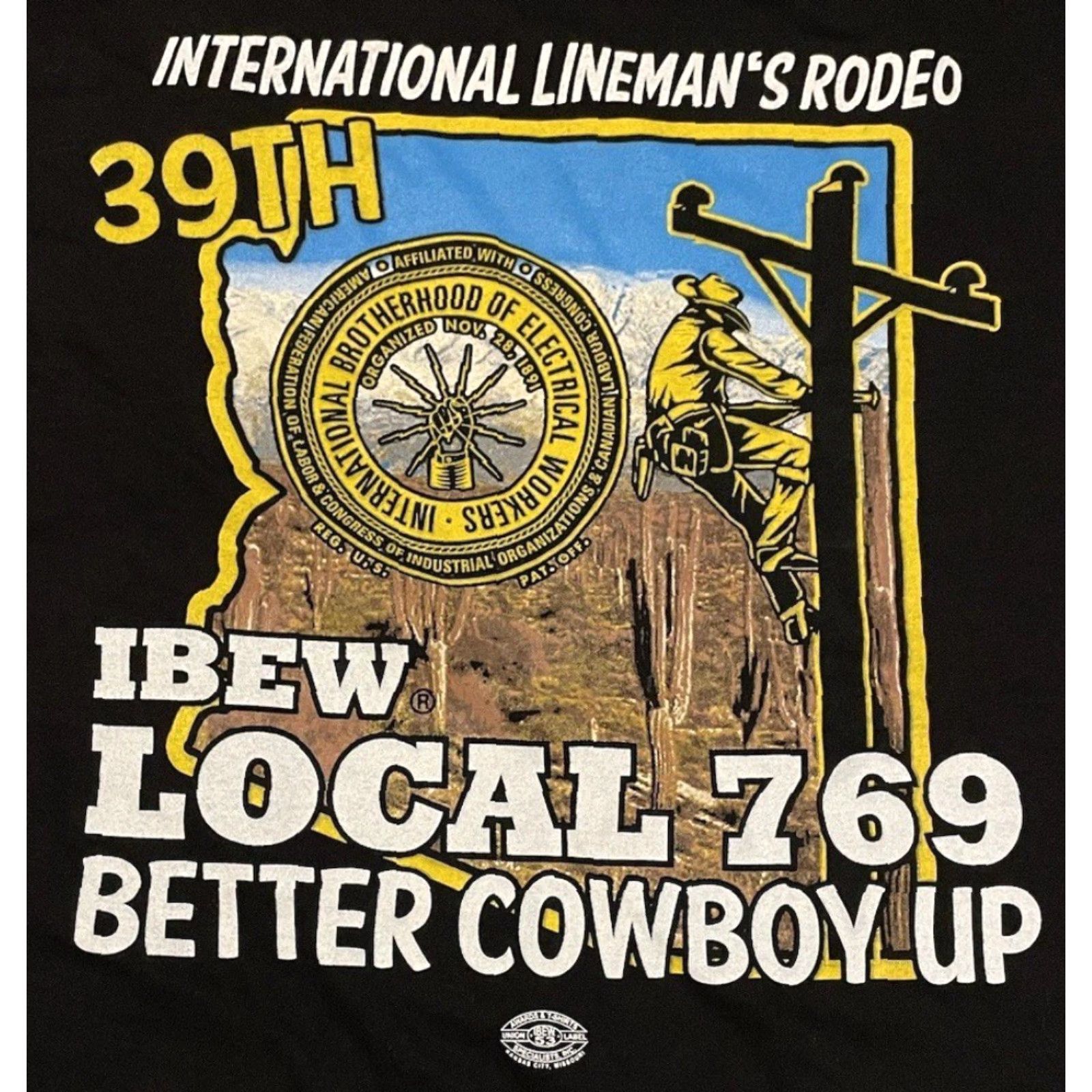 Vintage Vtg Electrical Worker Linemans Rodeo Shirt M Cowboy Arizona Biker Grunge 90s Y2K Size US XL / EU 56 / 4 - 3 Thumbnail