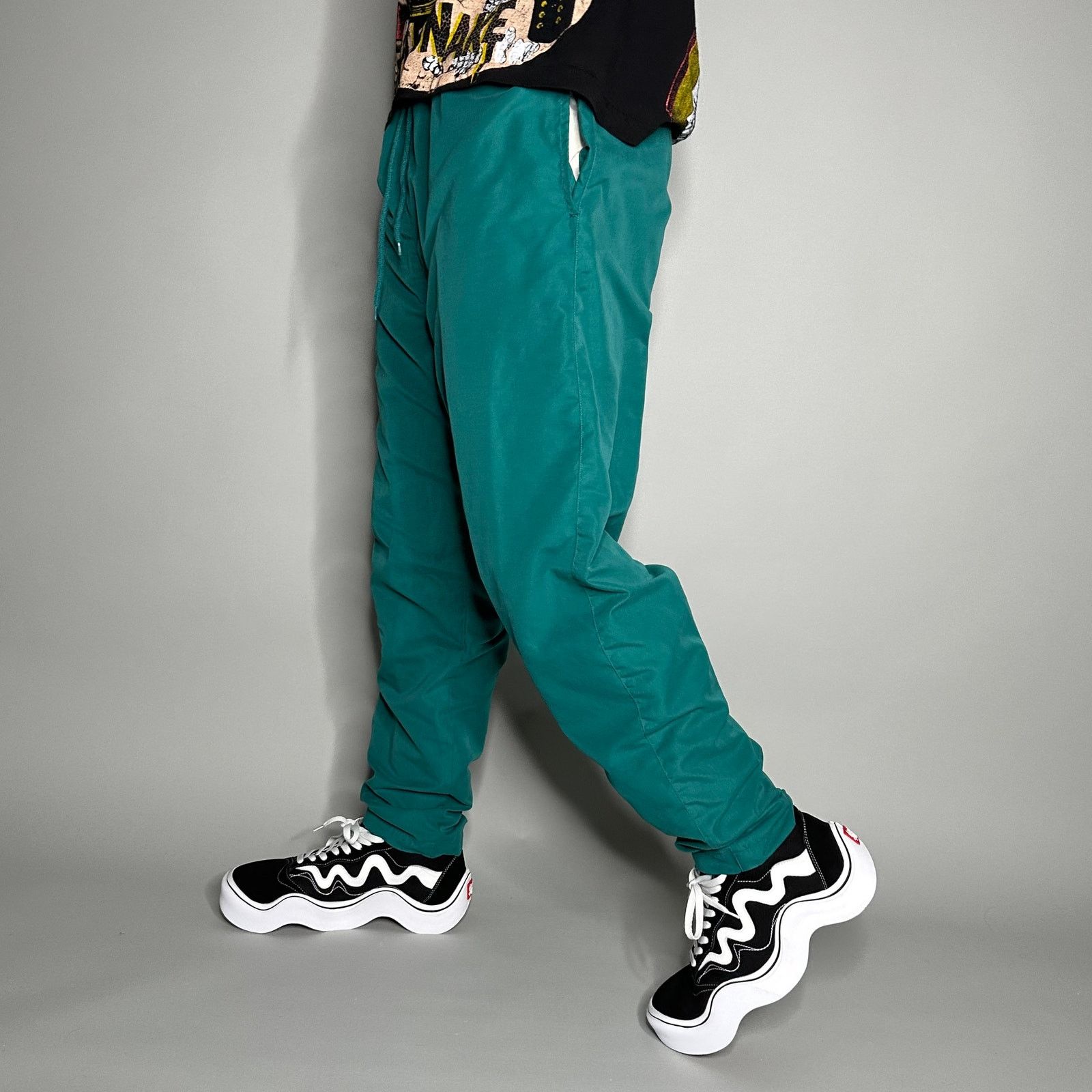 Vintage Vintage 90s Track Pants Mens M Teal Polyester Joggers Lined Size US 32 / EU 48 - 1 Thumbnail