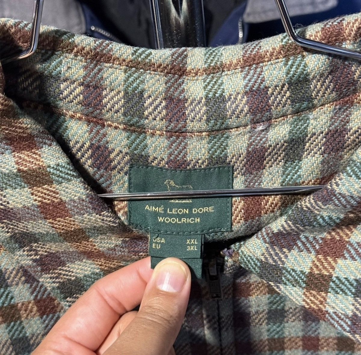 Aime Leon Dore × Woolrich Woolen Mills Aime Leon Dore WOOLRICH Button Up Full Zip Green Brown 2XL Size US XL / EU 56 / 4 - 3 Thumbnail