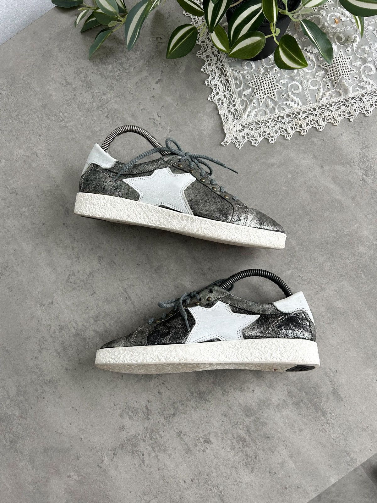 A.S.98 × Vintage A.S. 98 low top silver leather sneakers Y2K Size US 8 / IT 38 - 1 Thumbnail