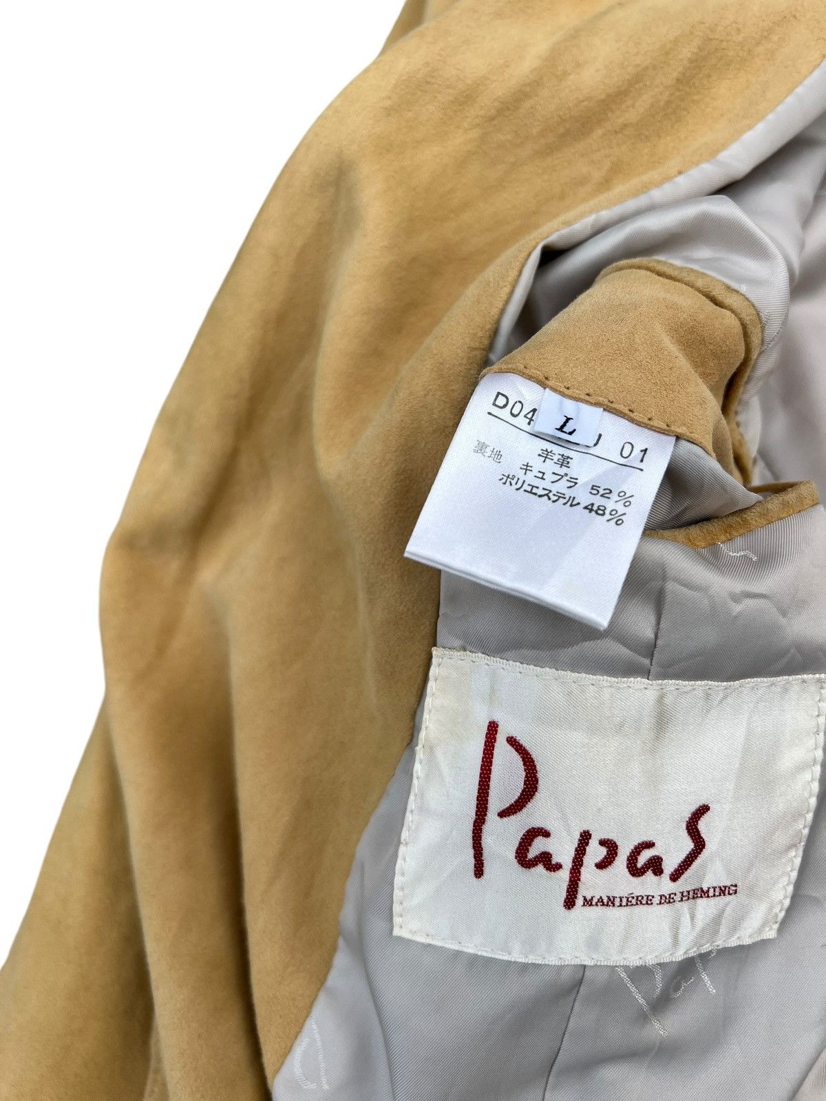 Mademoiselle Non Non Papas Japan Patina Suede Sheepskin Leather Blazer Jacket Size US L / EU 52-54 / 3 - 14 Thumbnail