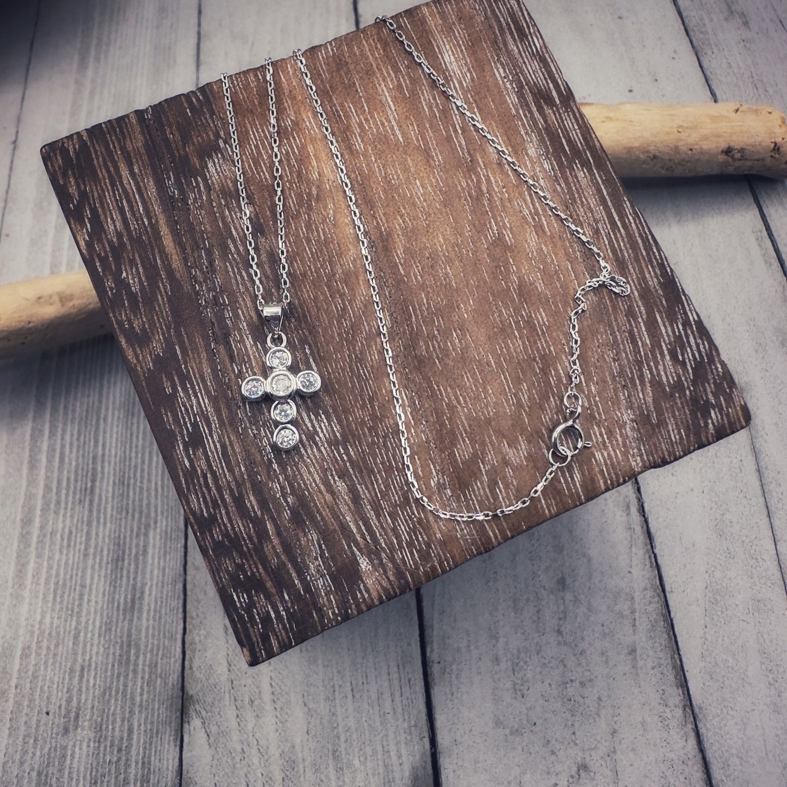 The Unbranded Brand Cross CZ Sterling Silver Necklace Size ONE SIZE - 1 Thumbnail