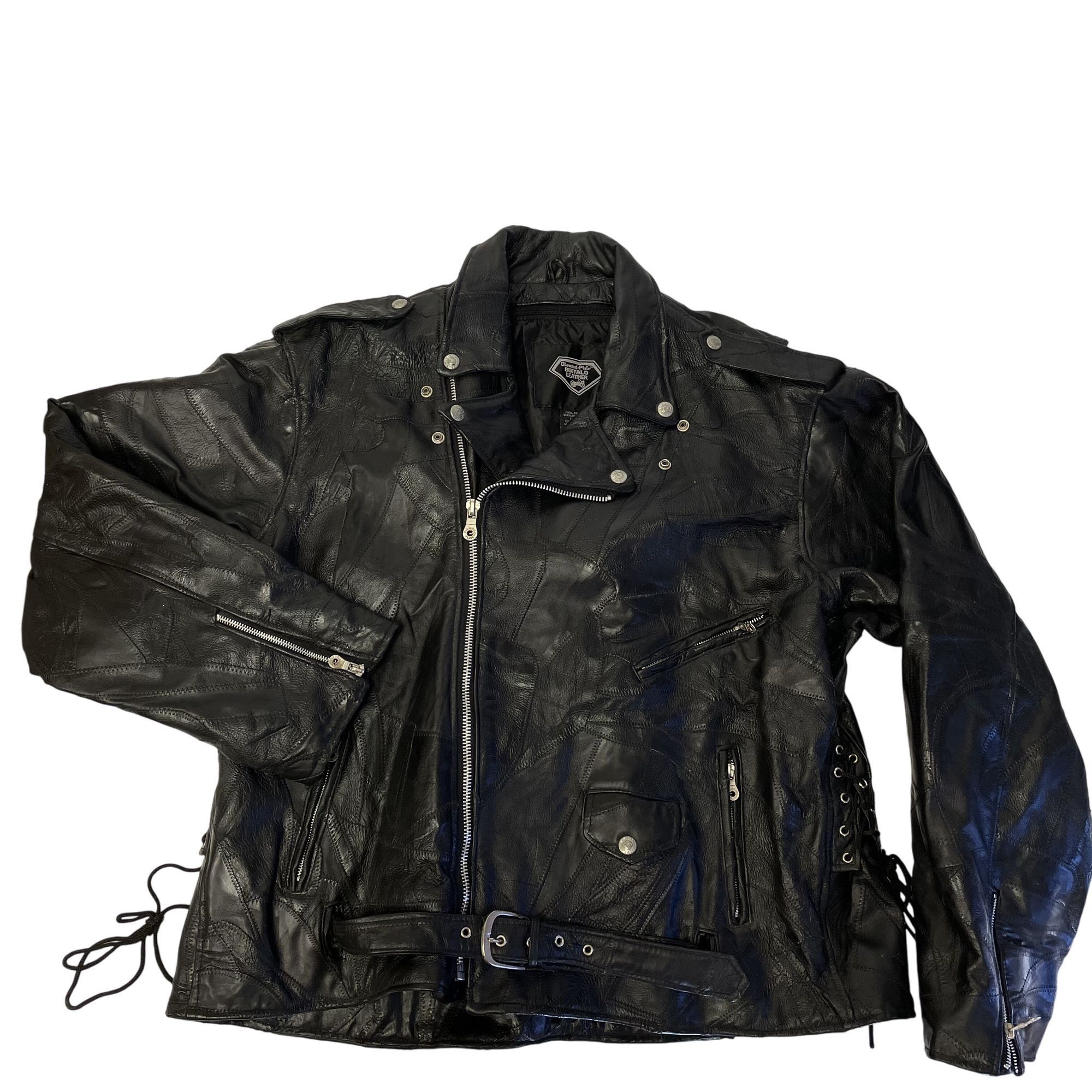 Other Vtg Diamond Plate BUFFALO Leather MOTORCYCLE Jacket Size US XXL / EU 58 / 5 - 1 Thumbnail