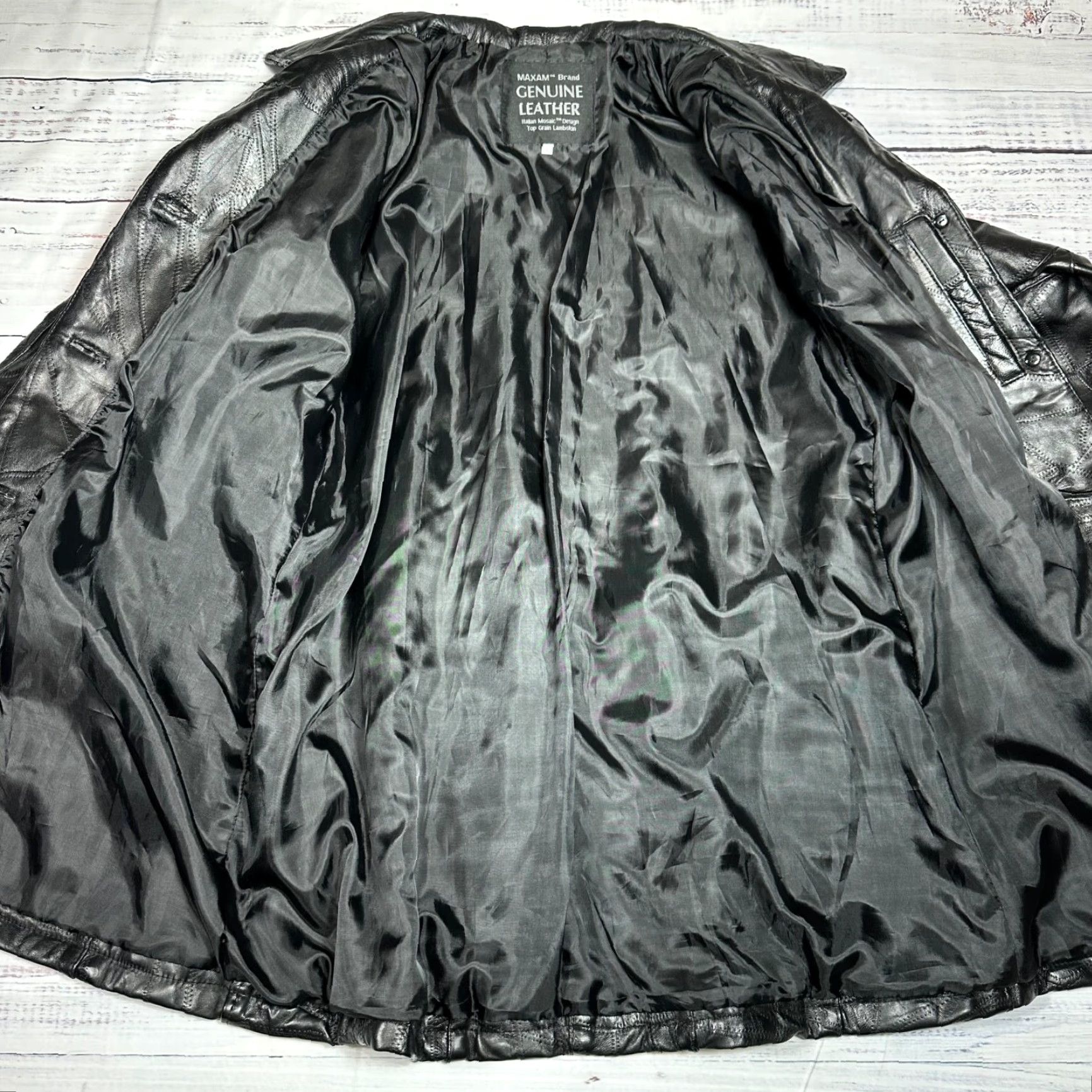 Vintage VINTAGE Maxam Womens Leather Jacket L Black Italian Mosaic Lined Jacket Womens Black Leather L SIZE L Size L / US 10 / IT 46 - 7 Thumbnail