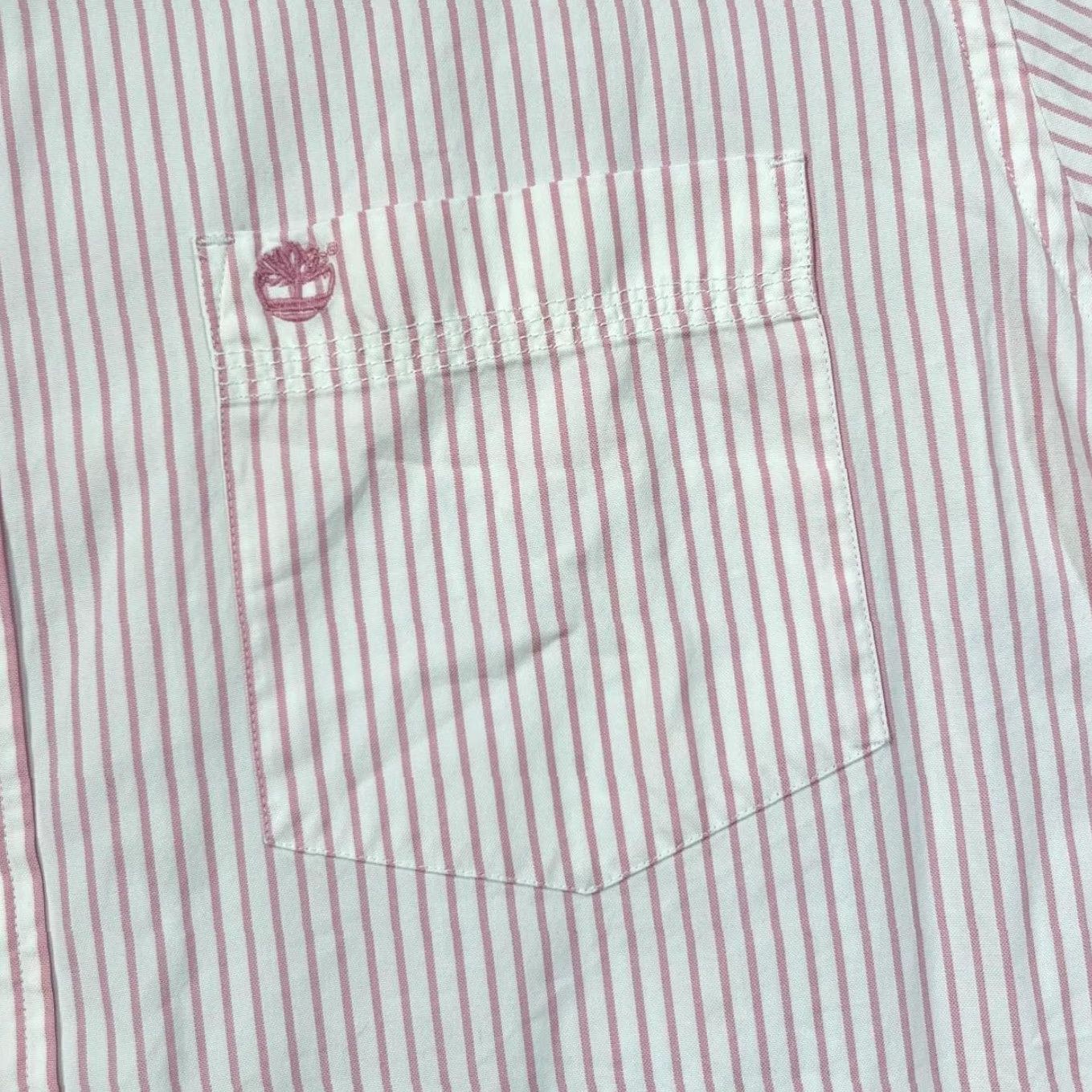 Timberland TIMBERLAND Regular Fit Pink White Striped Cotton Long Sleeve Button-Up Shirt M Mens Size US M / EU 48-50 / 2 - 3 Thumbnail
