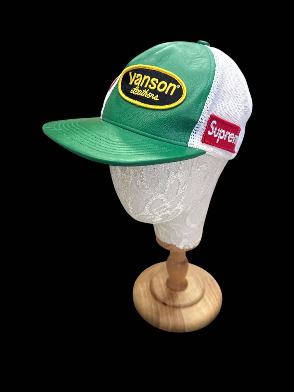 Supreme × Vanson Leathers 2020 SUPREME X VANSON LEATHERS LEATHER TRUCKER CAP HAT Size ONE SIZE - 3 Thumbnail