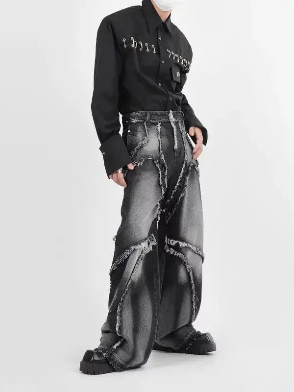 Japanese Brand × Jean Vintage washed distressed fringed micro-flare jeans Size US 32 / EU 48 - 2 Thumbnail