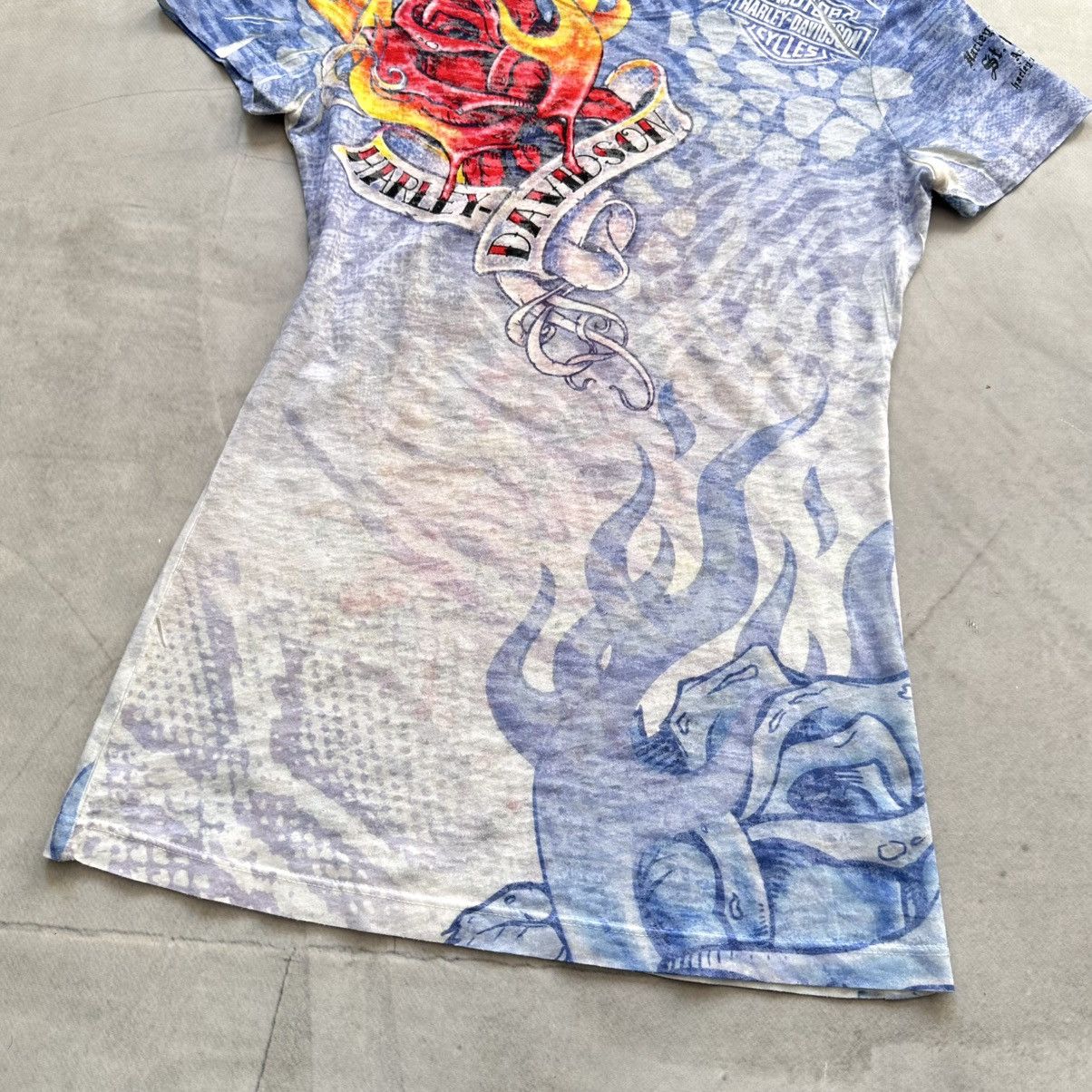 Hysteric Glamour 00s Tribal Flame Harley Davidson T Shirt Affliction Ed Hardy Size S / US 4 / IT 40 - 6 Thumbnail