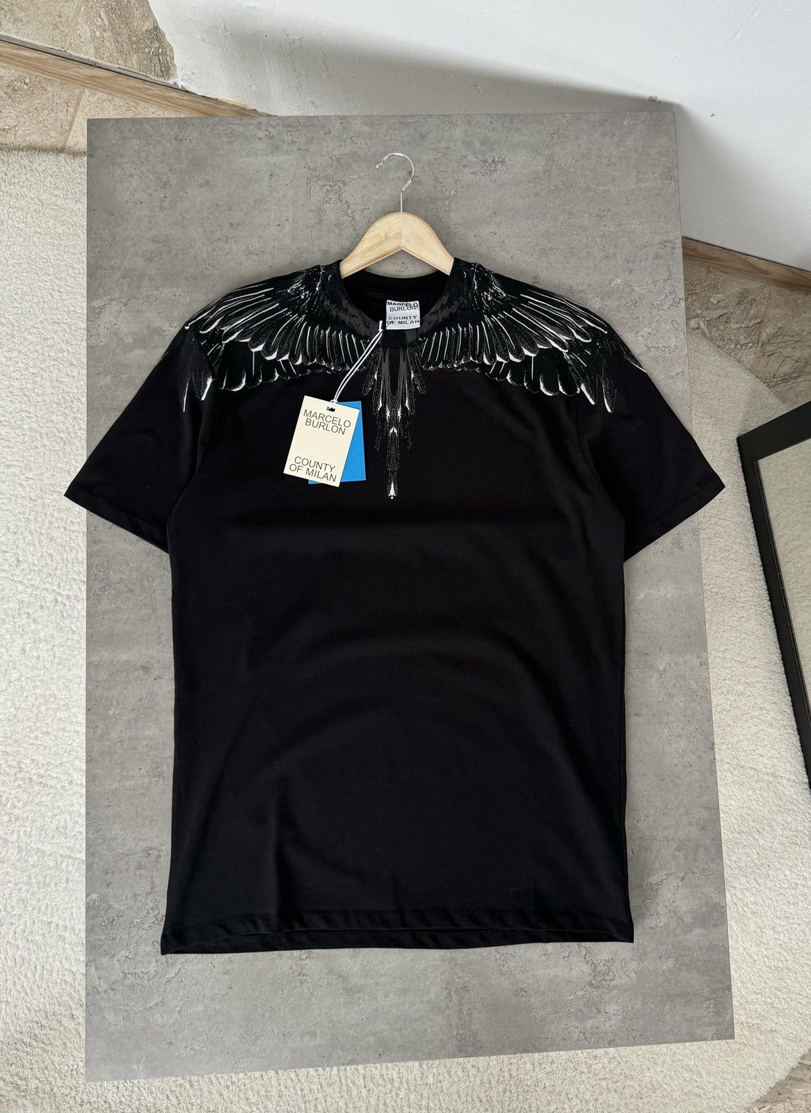 image of Marcelo Burlon County Of Milan Wings-Print T-Shirt in Black, Men's (Size 2XL)