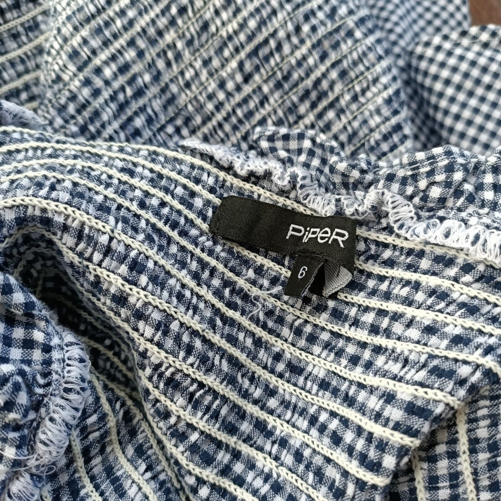 Designer Piper Cami Top Gingham Check Ruffle Cotton Tiered Shirred Size XS / US 0-2 / IT 36-38 - 7 Thumbnail