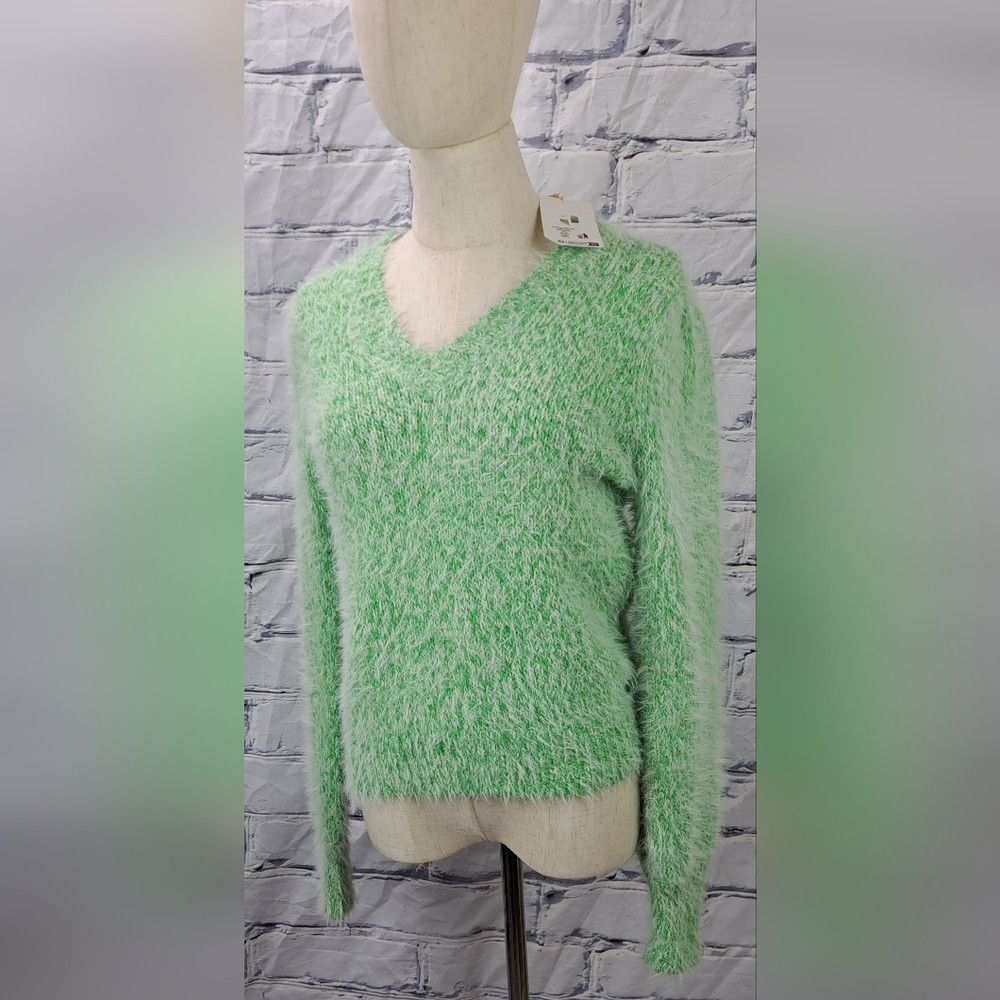Other NWT Garcia Jeans Womens Green Fuzzy Sweater Mohair Like Acr Size S / US 4 / IT 40 - 1 Thumbnail