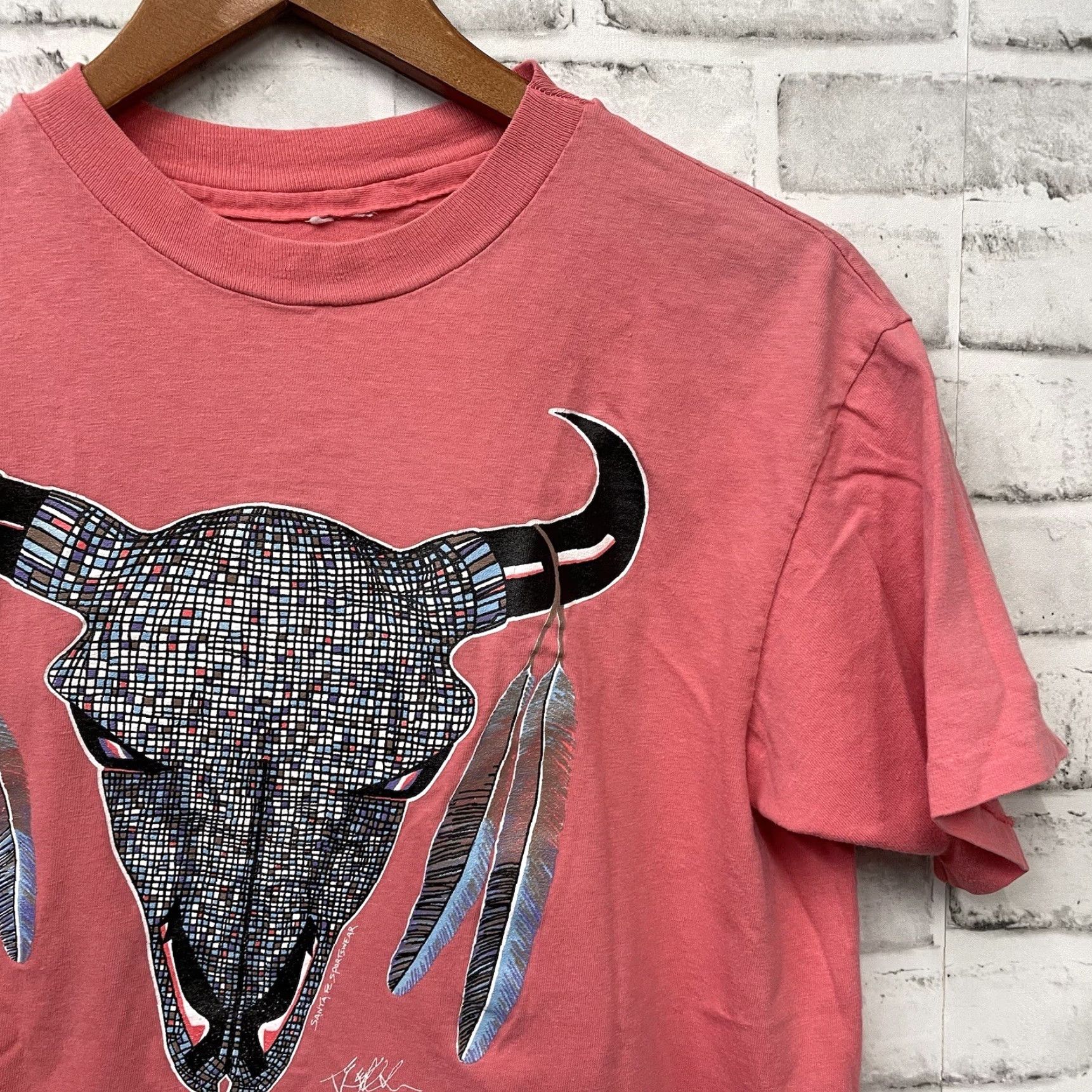 Pinko VINTAGE Jemez Mountains New Mexico 1990 Pink Graphic Tee Unisex M Single Stitch Shirt Size US M / EU 48-50 / 2 - 2 Thumbnail