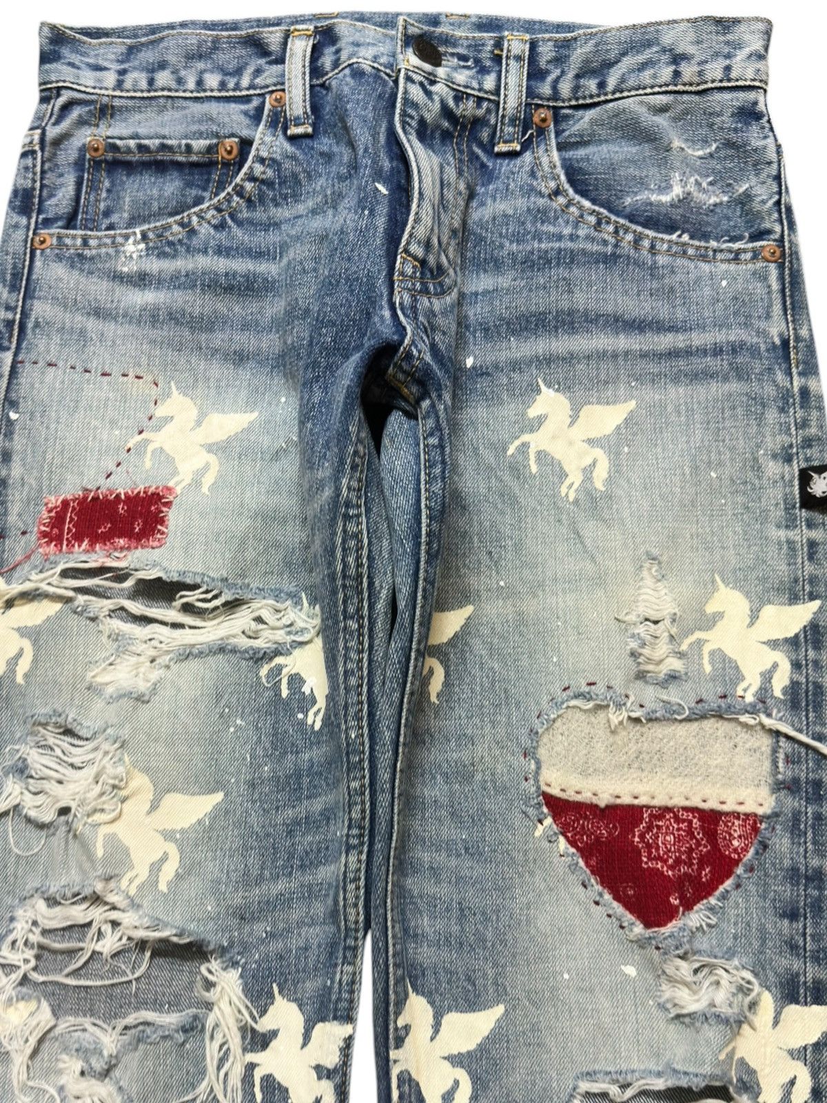 Hysteric Glamour Vintage RNA.Slang Ripped Unicorn Stamped Distressed Denim Size US 28 / EU 44 - 2 Thumbnail