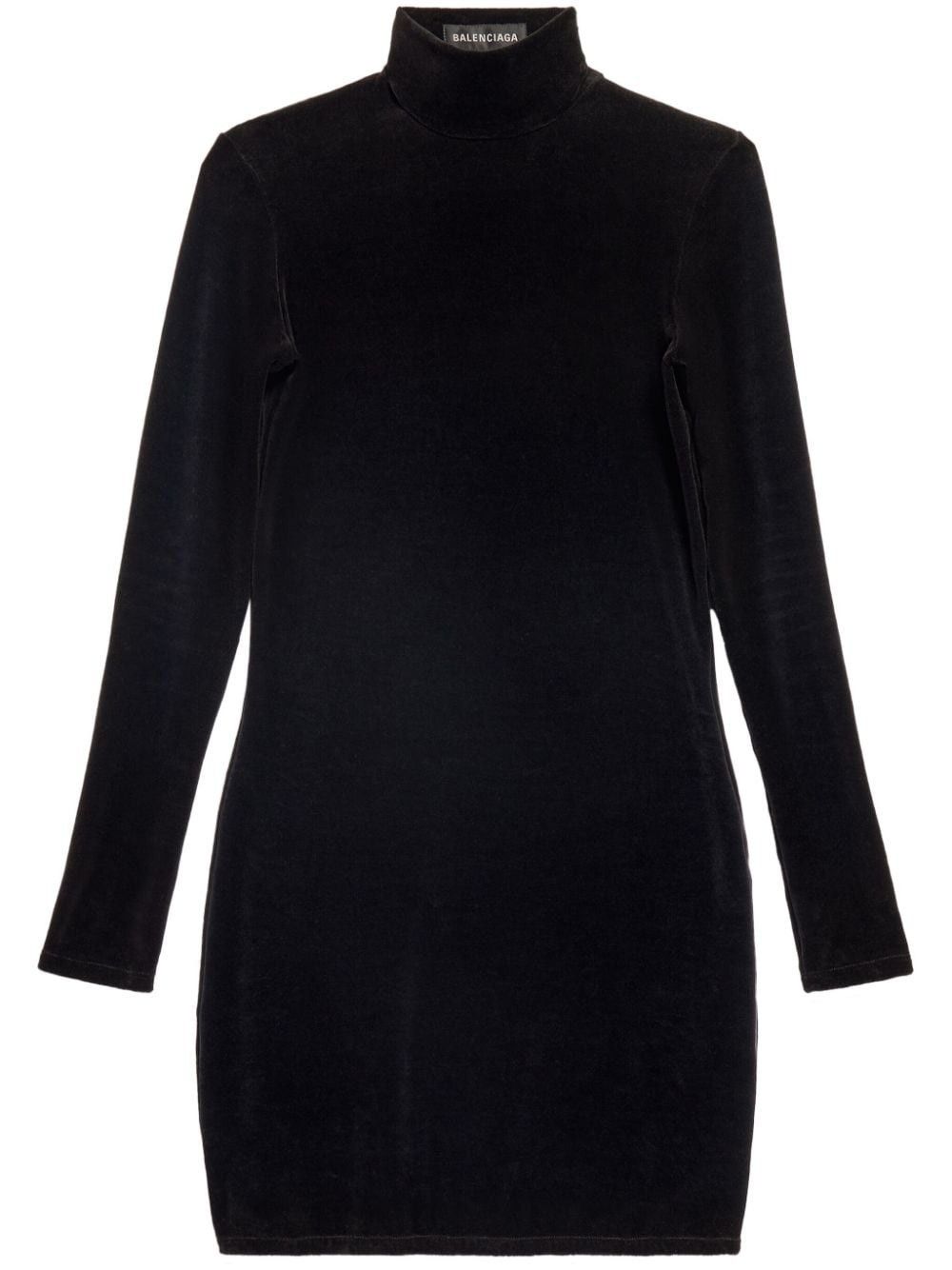 Balenciaga o1mt1gz0125 Handwritten Turtleneck Dress in Black Size S / US 4 / IT 40 - 1 Thumbnail