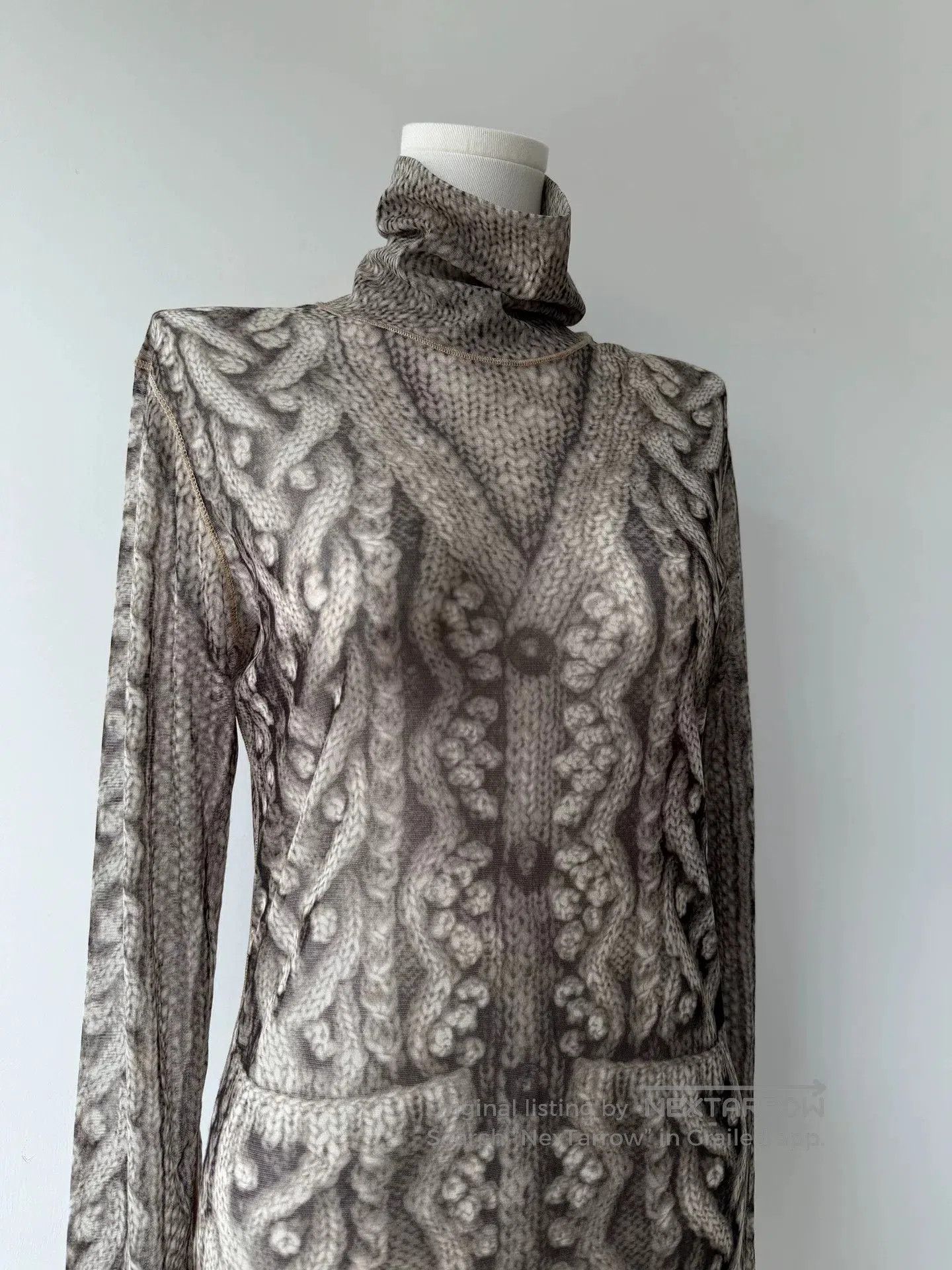 Jean Paul Gaultier Jean Paul Gaultier Sheer Knit High Collar Sweater. Size L / US 10 / IT 46 - 4 Thumbnail