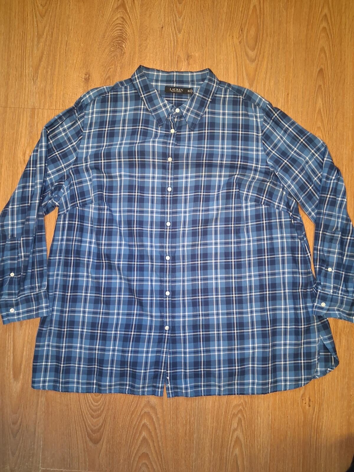 Polo Ralph Lauren Ralph Lauren Button Up Shirt Womens 3XL Blue Plaid Cotton Size 3XL / US 20-22 - 1 Thumbnail