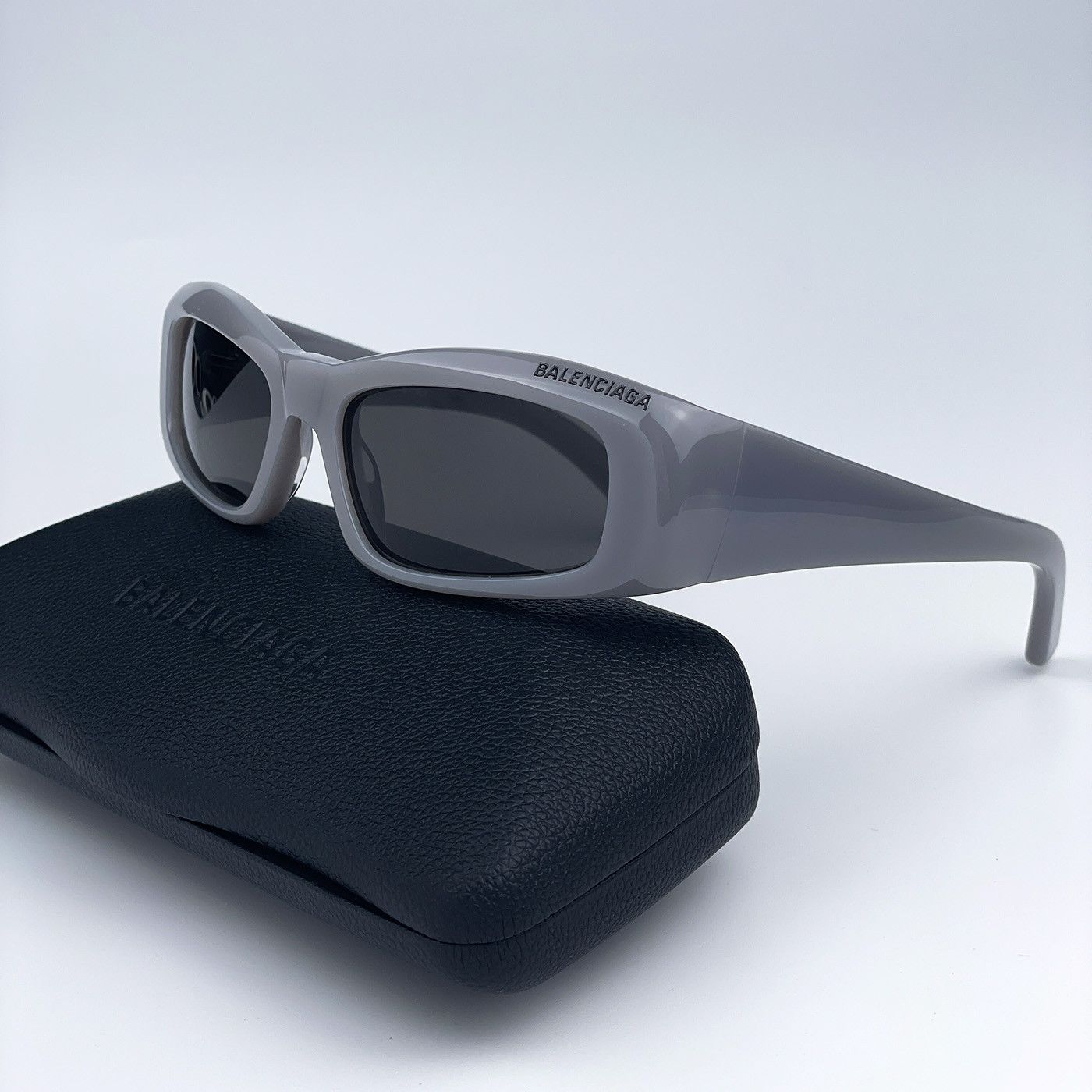 Balenciaga NEW Balenciaga BB0266S 003 Grey Rectangle Unisex Sunglasses Size ONE SIZE - 2 Thumbnail