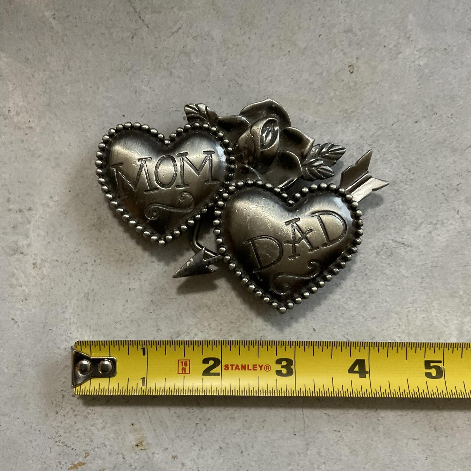 Vintage VTG y2k 2000's tattoo flash mom and dad silver belt buckle Size ONE SIZE - 4 Thumbnail