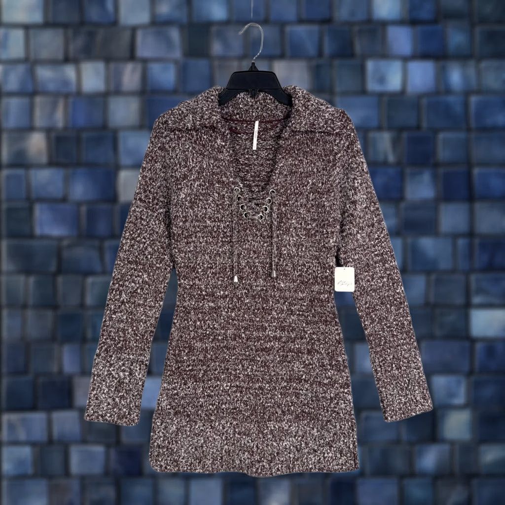 Free People Free People Sweater Womens S Brown Mini Dress Milena Red Cozy Eclectic Tunic Size S / US 4 / IT 40 - 1 Thumbnail