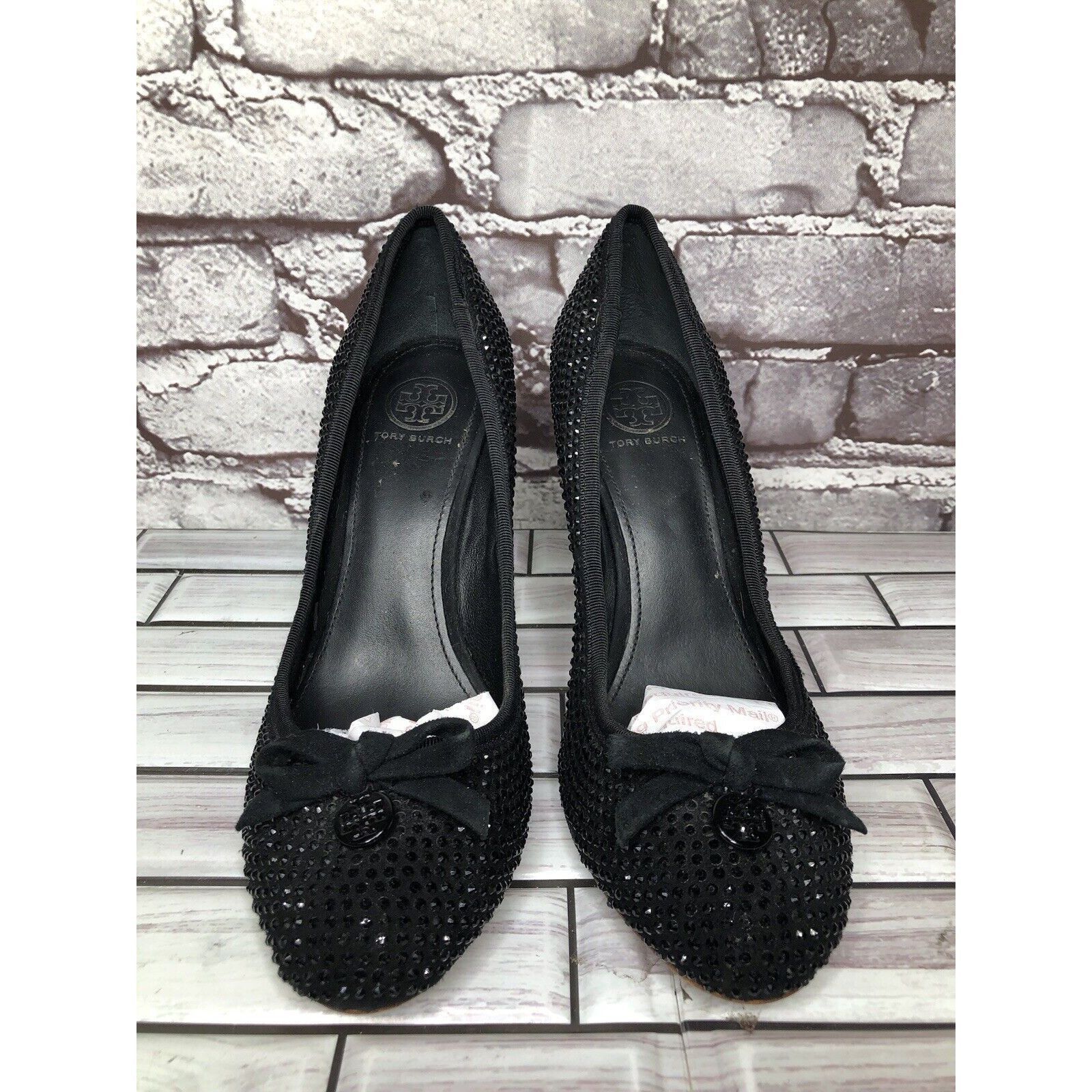 Tory Burch Tory Burch Phoenix Black Pump Rhinestone Soho Lux Suede Wome Size US 7.5 / IT 37.5 - 14 Thumbnail