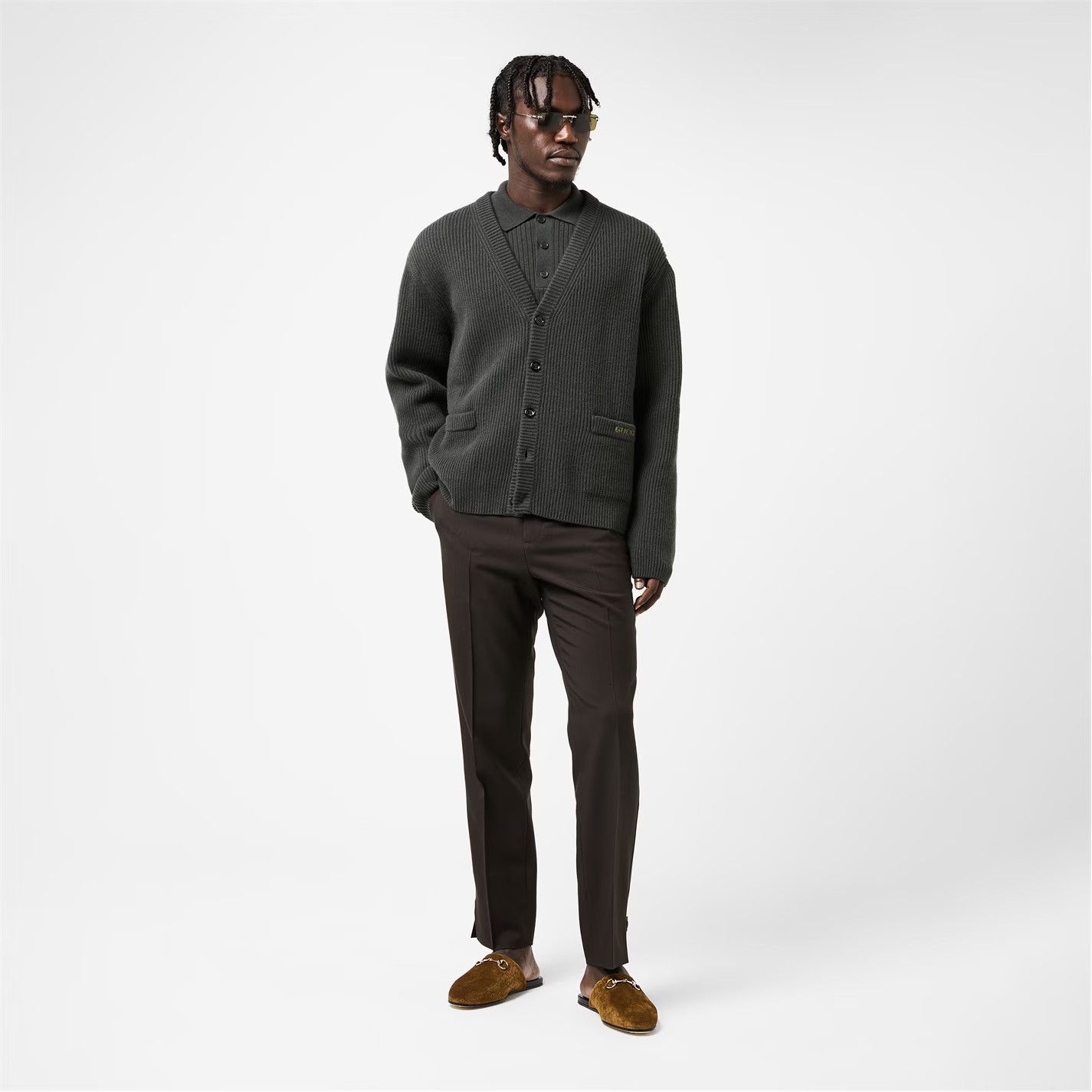 Gucci o1g2r1mq0426 Rib Cardigan in Military Green Size US XL / EU 56 / 4 - 6 Thumbnail