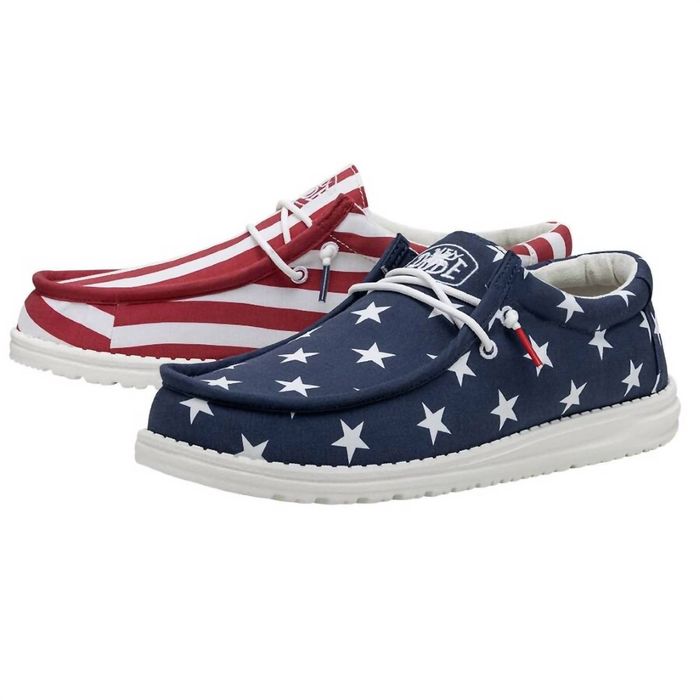 Designer HEY DUDE Women's Wally Patriotic Shoes In American Flag | Grailed