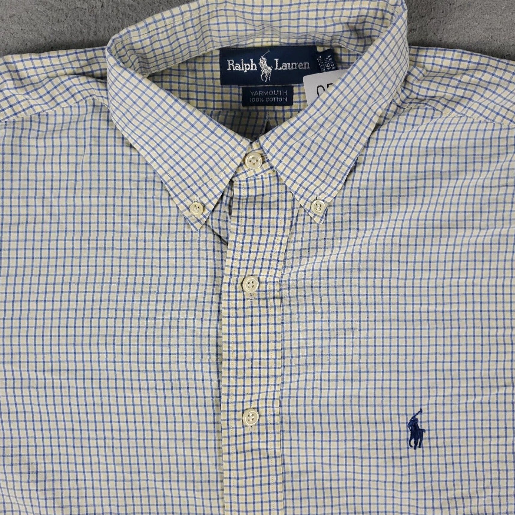 Ralph Lauren Ralph Lauren Shirt Mens Size 16.5 Dress Shirt Yellow Check Cotton Long Sleeve Button Up Pockets Mens Size 42R - 2 Thumbnail