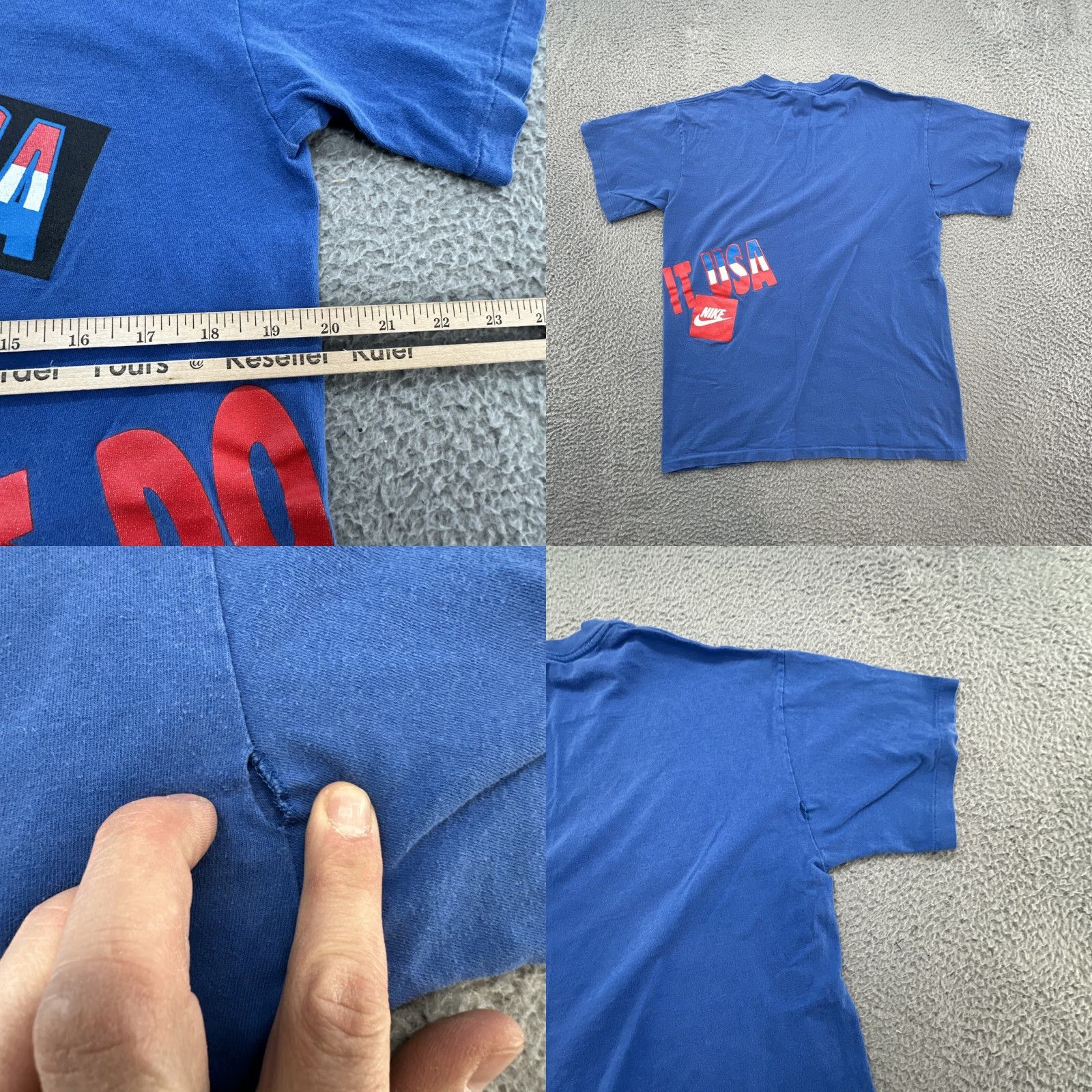 Nike VINTAGE Nike Just Do It T-Shirt Large Mens Blue 80s Made In USA Single Stitch Basketball Shirt Size US L / EU 52-54 / 3 - 9 Thumbnail