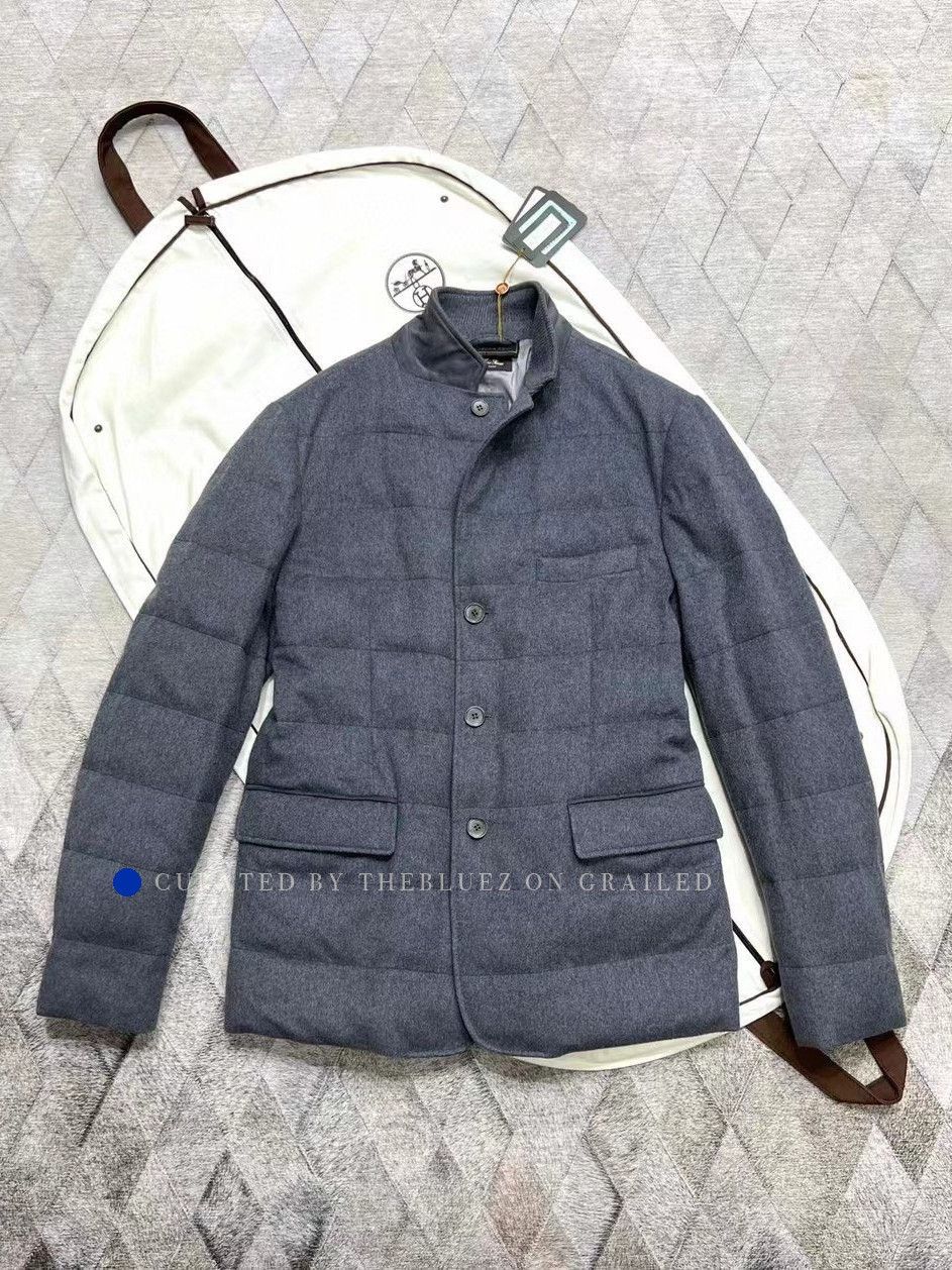 Loro Piana Gray Quilted Button-Front Jacket Size S Size US S / EU 44-46 / 1 - 1 Thumbnail